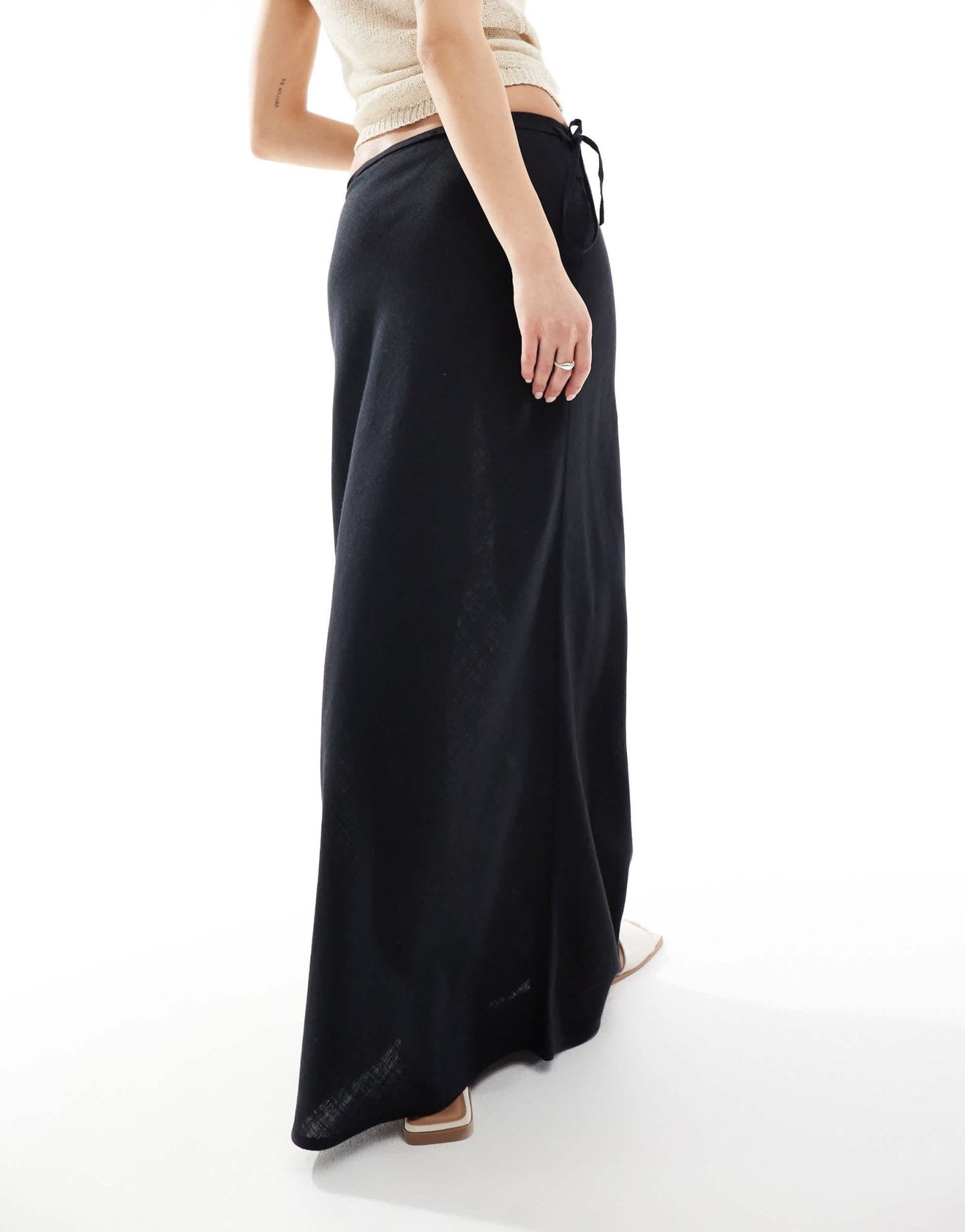 ASOS DESIGN linen blend bias maxi skirt in black - ASOS Sample Sale