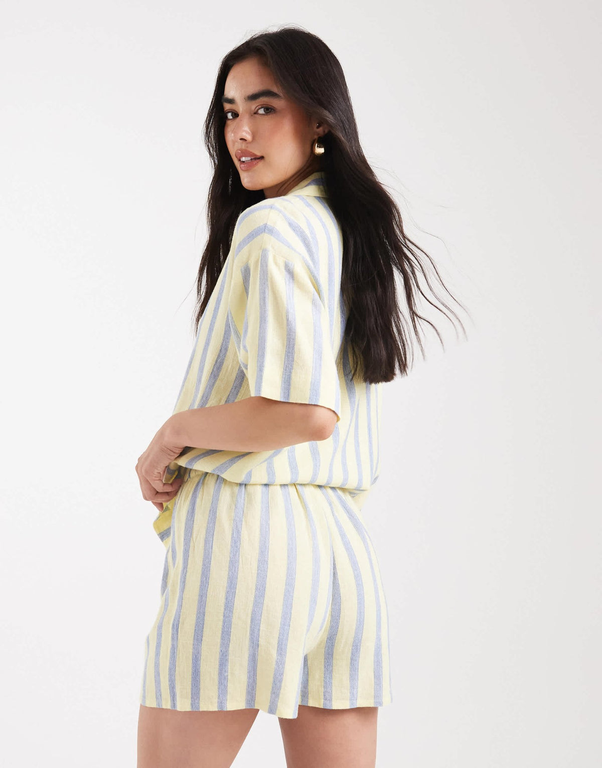ASOS DESIGN linen blend co-ord shorts in stripe - ASOS Sample Sale