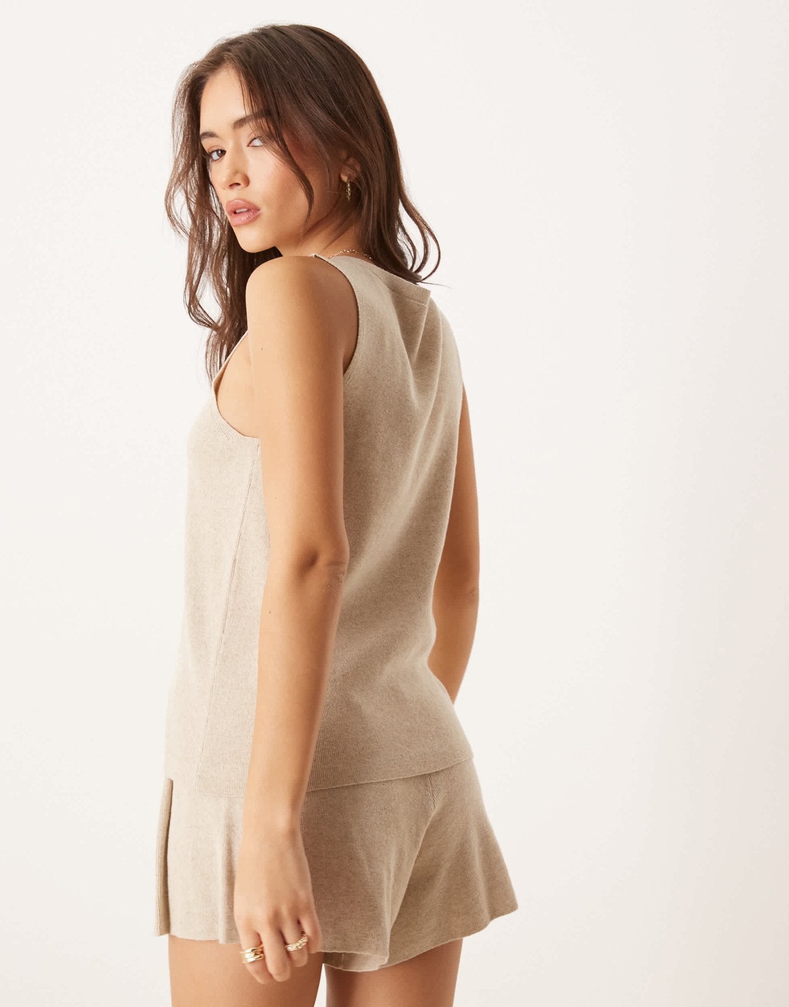 ASOS DESIGN linen blend knitted waistcoat co-ord in ecru - ASOS Sample Sale