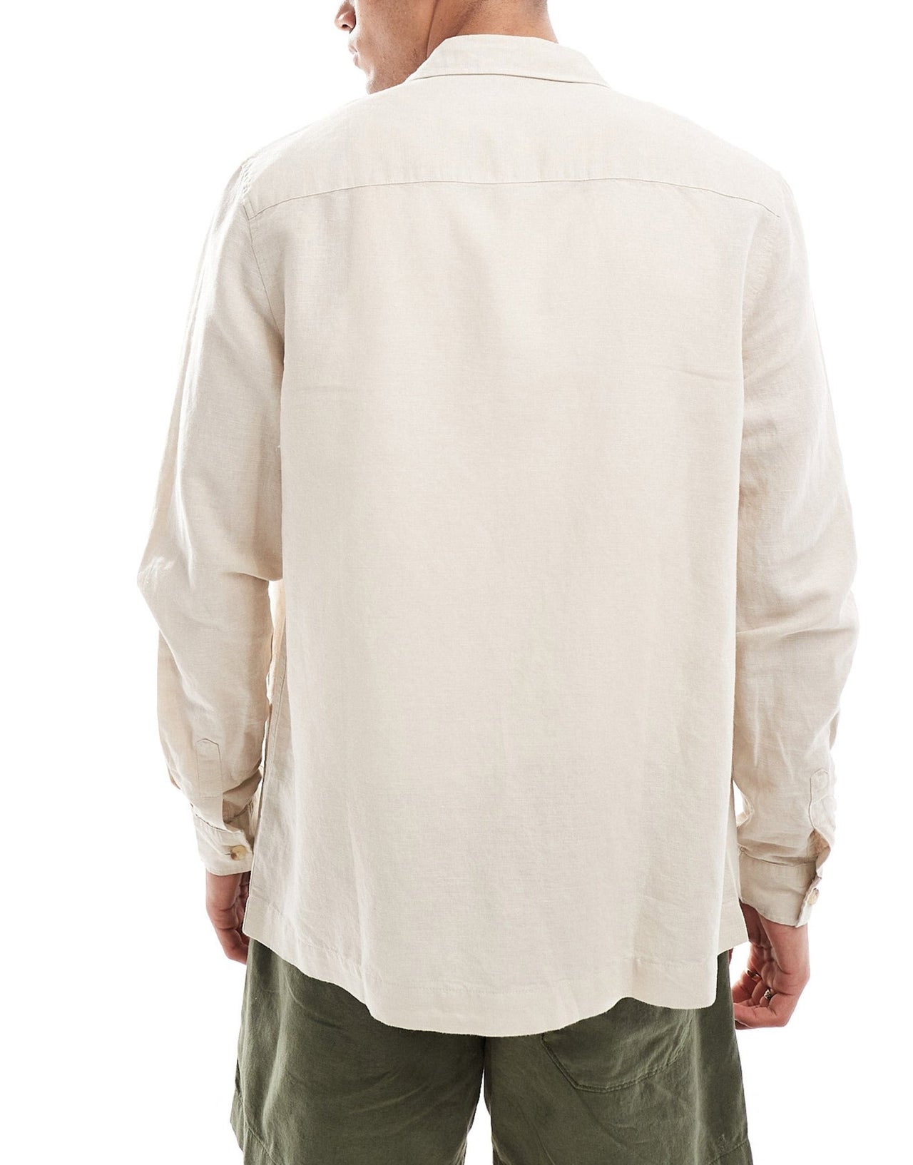 ASOS DESIGN linen blend overshirt in stone - ASOS Sample Sale