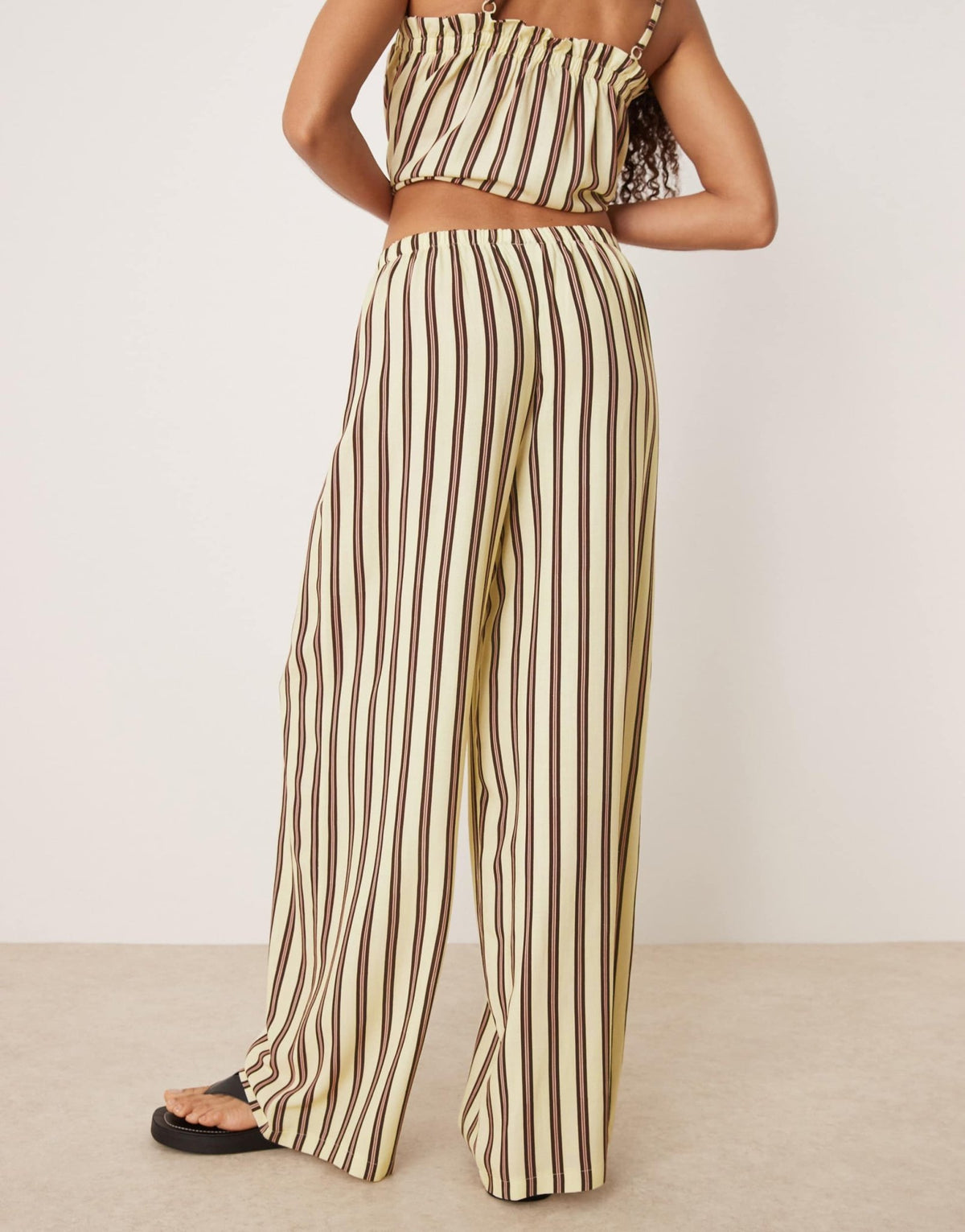 ASOS DESIGN linen blend pull on trouser in buttermilk stripe - ASOS Sample Sale