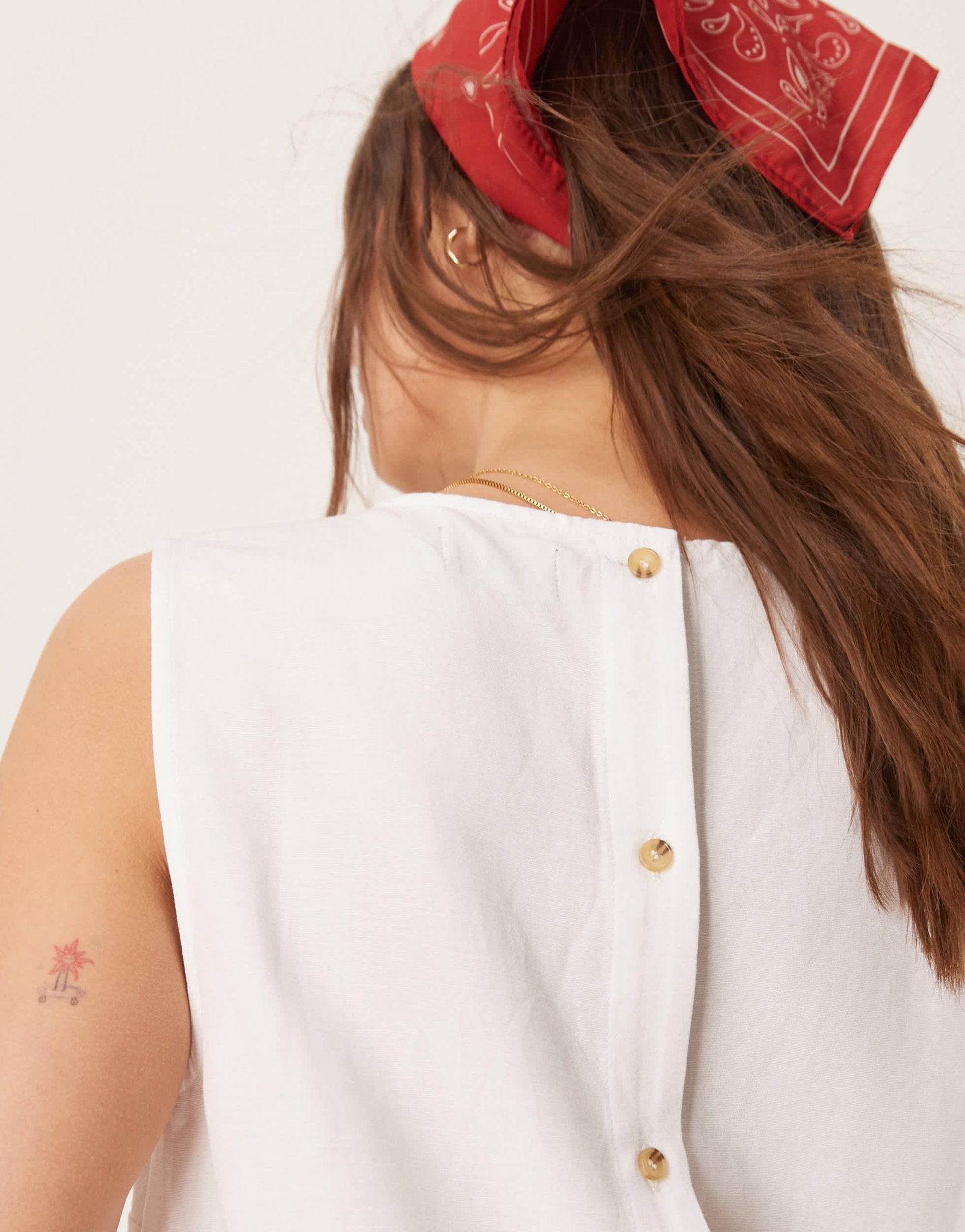 ASOS DESIGN linen blend shell top with with tassel hem co-ord in white - ASOS Sample Sale