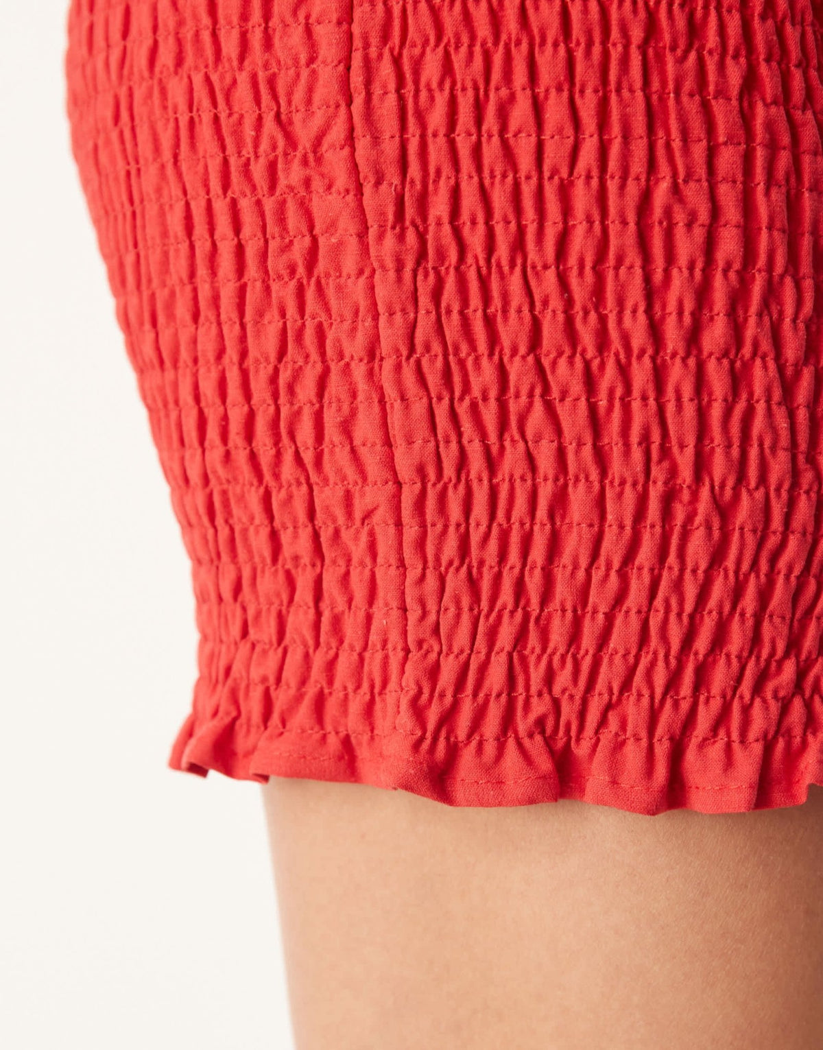 ASOS DESIGN linen blend shirred mini skirt in red - ASOS Sample Sale