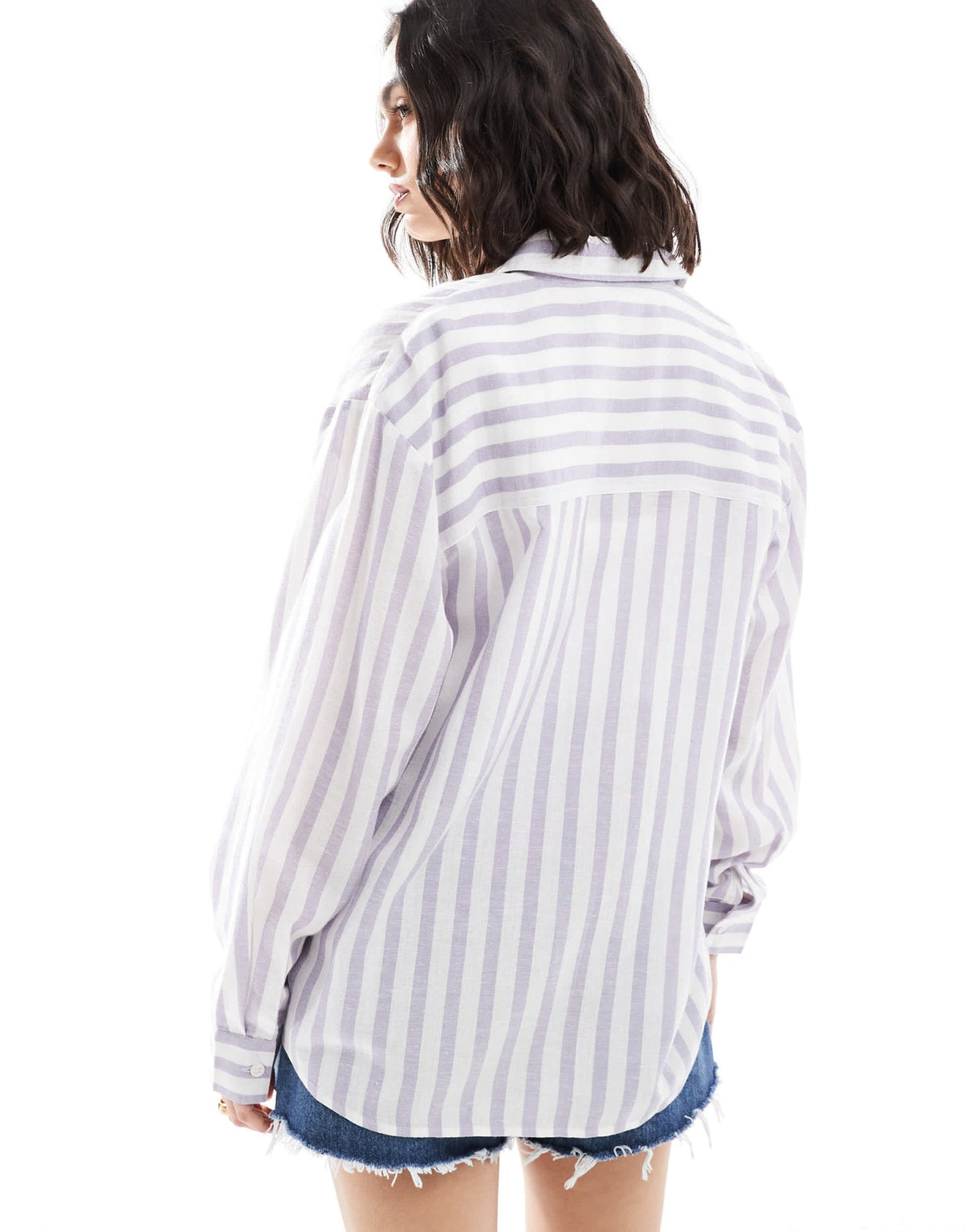 ASOS DESIGN linen blend shirt in blue & white stripe - ASOS Sample Sale