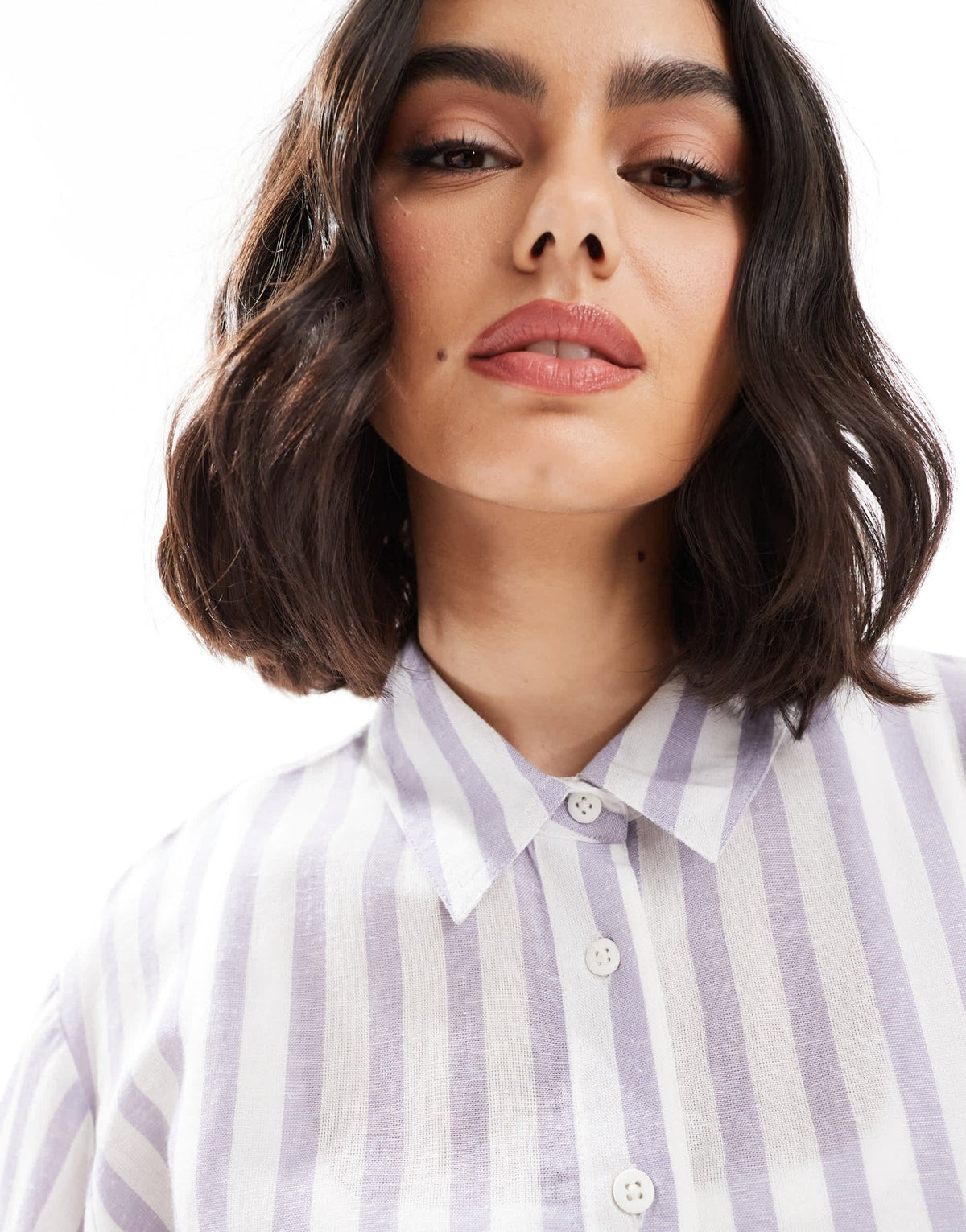 ASOS DESIGN linen blend shirt in blue & white stripe - ASOS Sample Sale