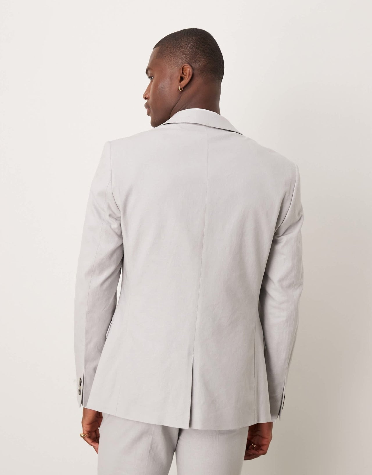 ASOS DESIGN linen blend skinny suit jacket in grey - ASOS Sample Sale
