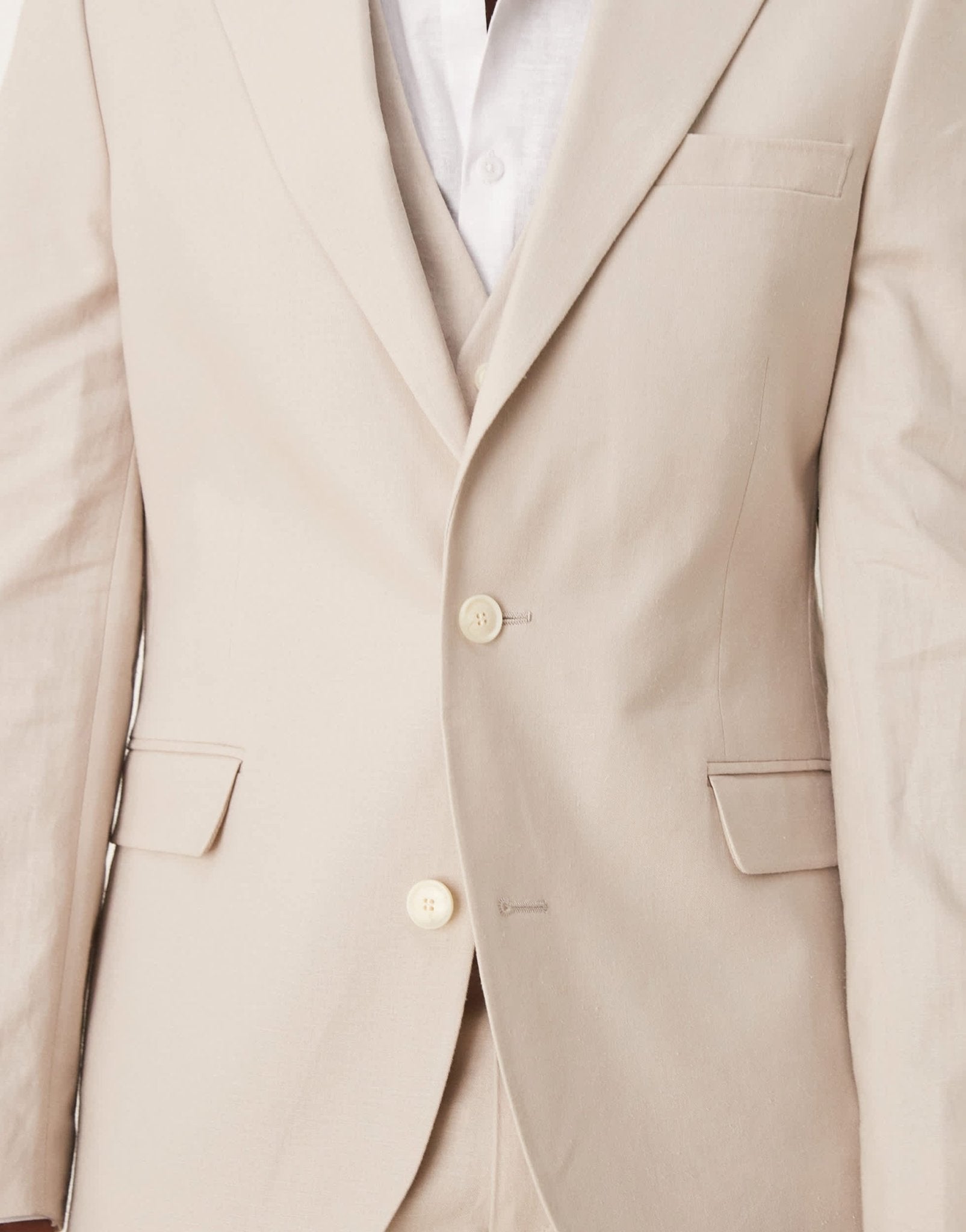 ASOS DESIGN linen blend skinny suit jacket in stone - ASOS Sample Sale