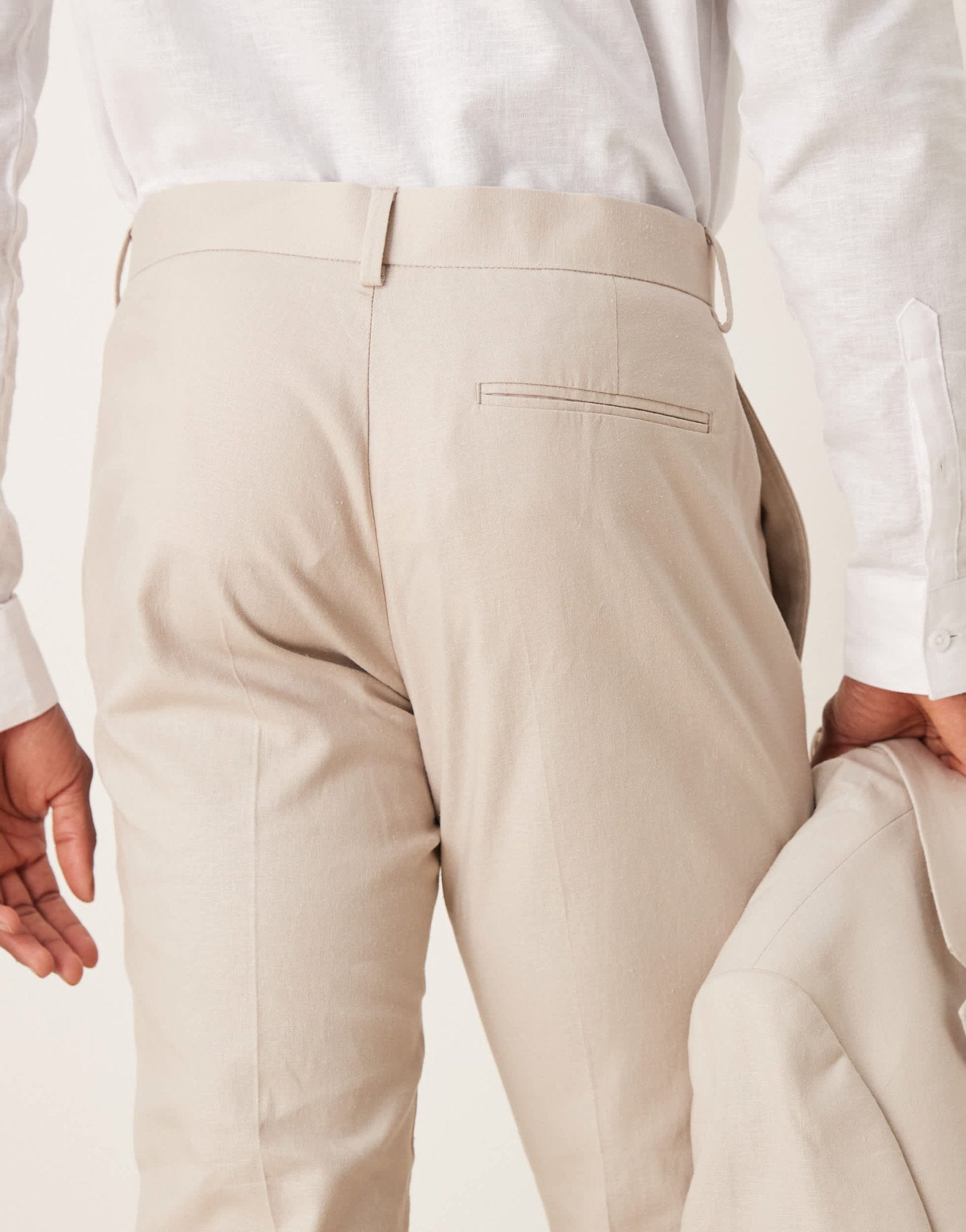 ASOS DESIGN linen blend skinny suit trousers in stone - ASOS Sample Sale
