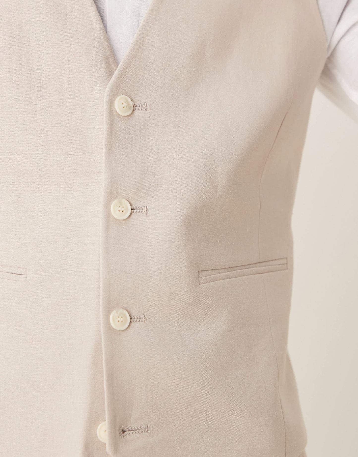 ASOS DESIGN linen blend skinny suit waistcoat in stone - ASOS Sample Sale