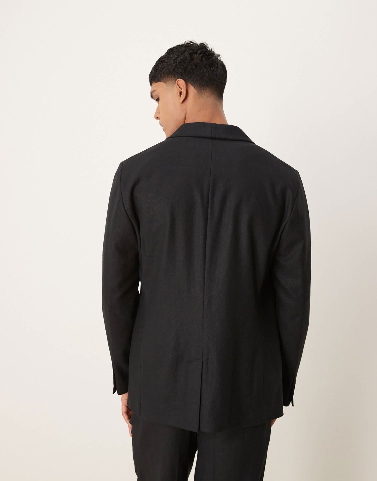 ASOS DESIGN linen blend slim shawl suit jacket in black twill - ASOS Sample Sale