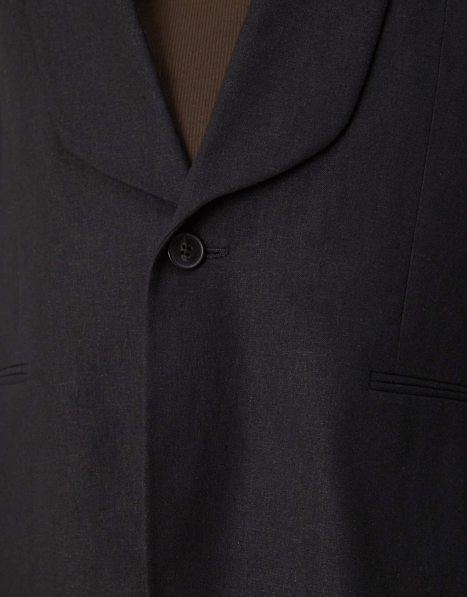 ASOS DESIGN linen blend slim shawl suit jacket in black twill - ASOS Sample Sale