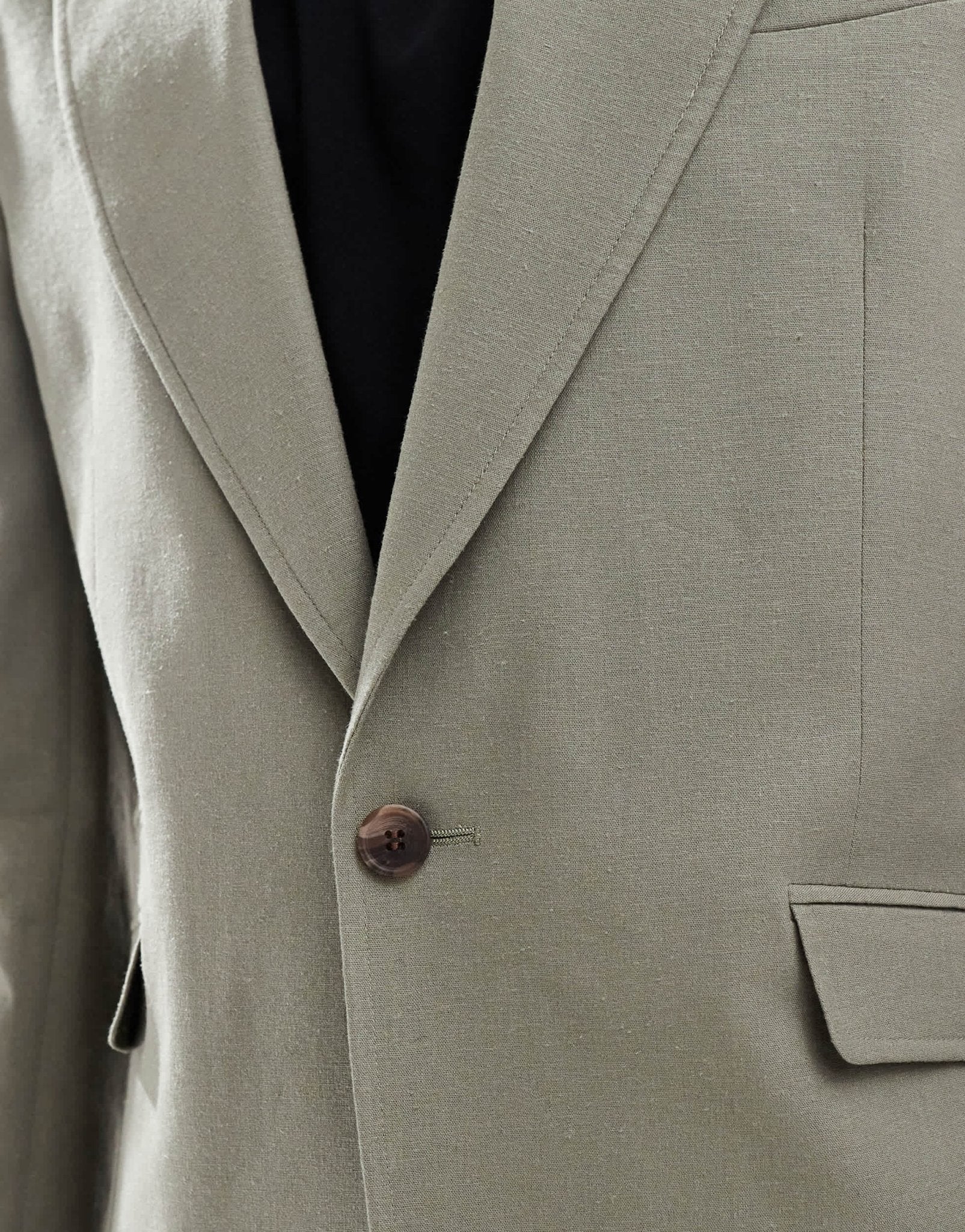 ASOS DESIGN linen blend slim suit jacket in khaki - ASOS Sample Sale