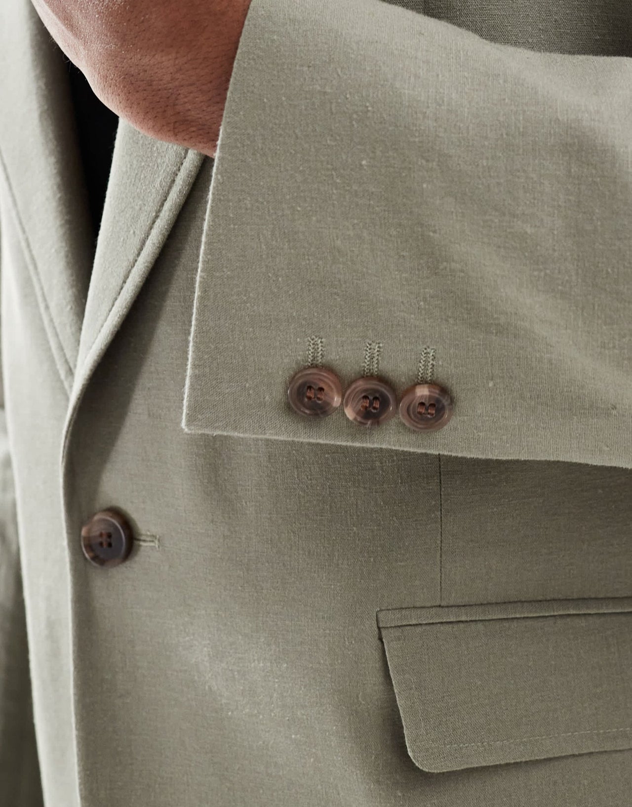 ASOS DESIGN linen blend slim suit jacket in khaki - ASOS Sample Sale