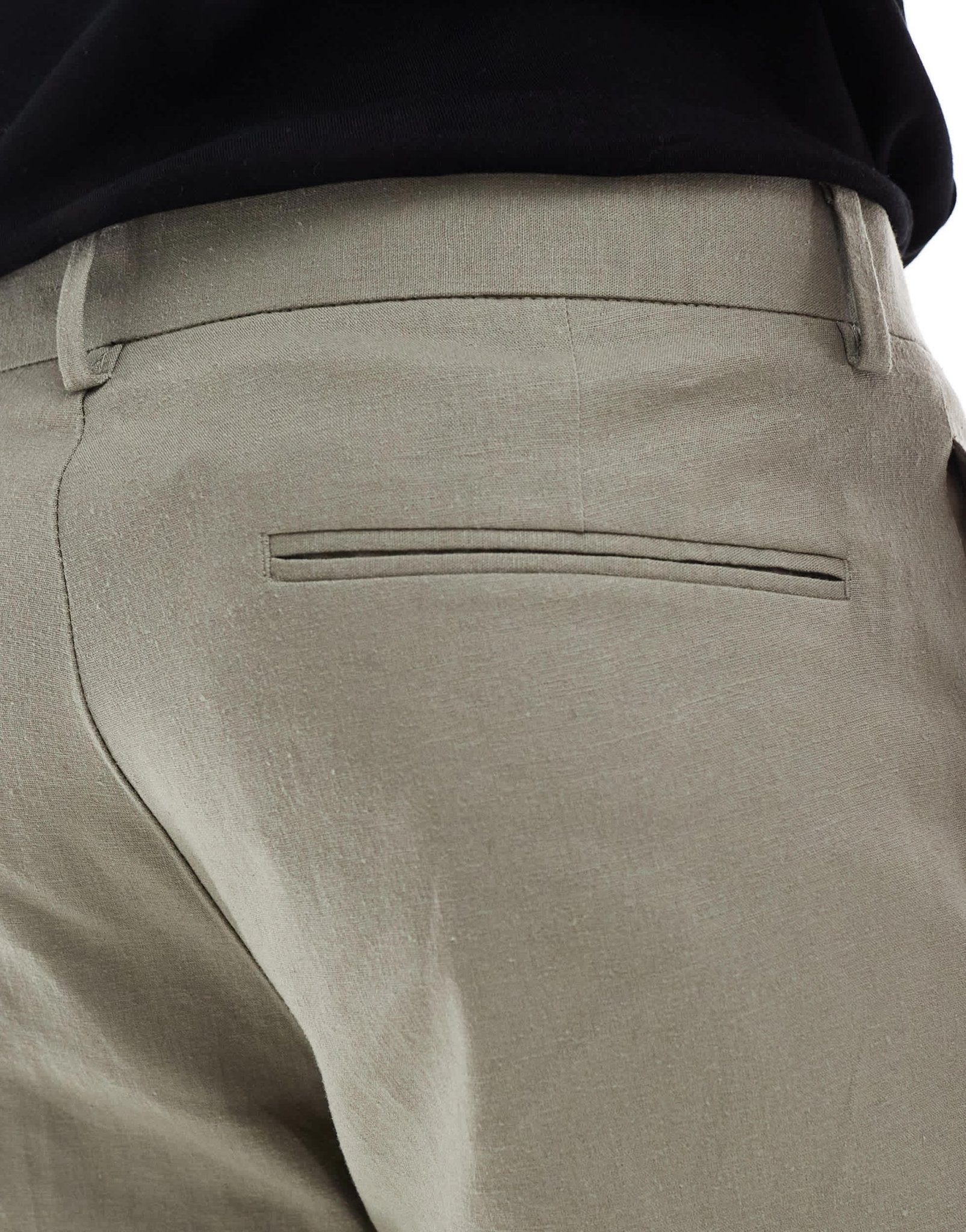 ASOS DESIGN linen blend slim suit trousers in khaki - ASOS Sample Sale