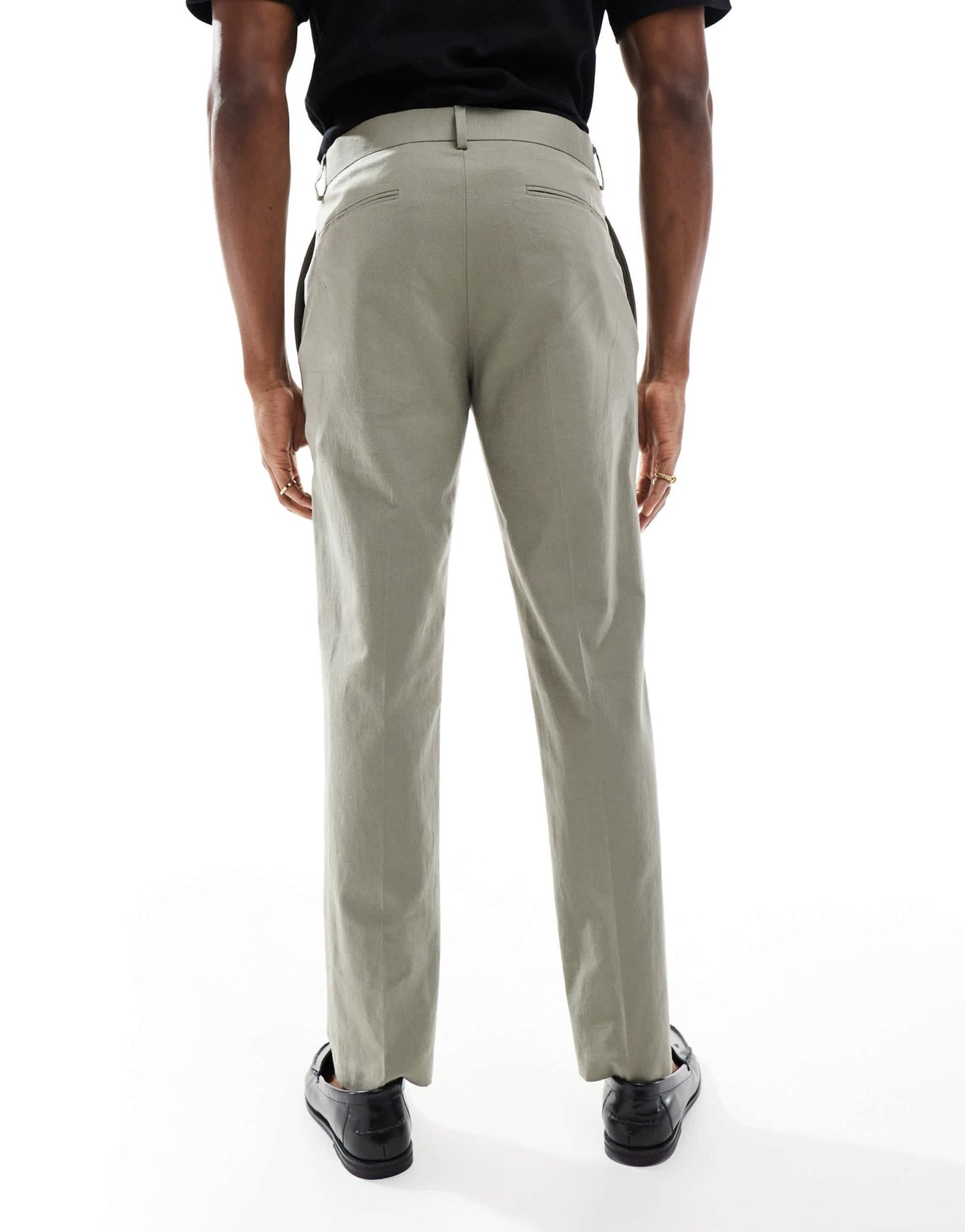 ASOS DESIGN linen blend slim suit trousers in khaki - ASOS Sample Sale