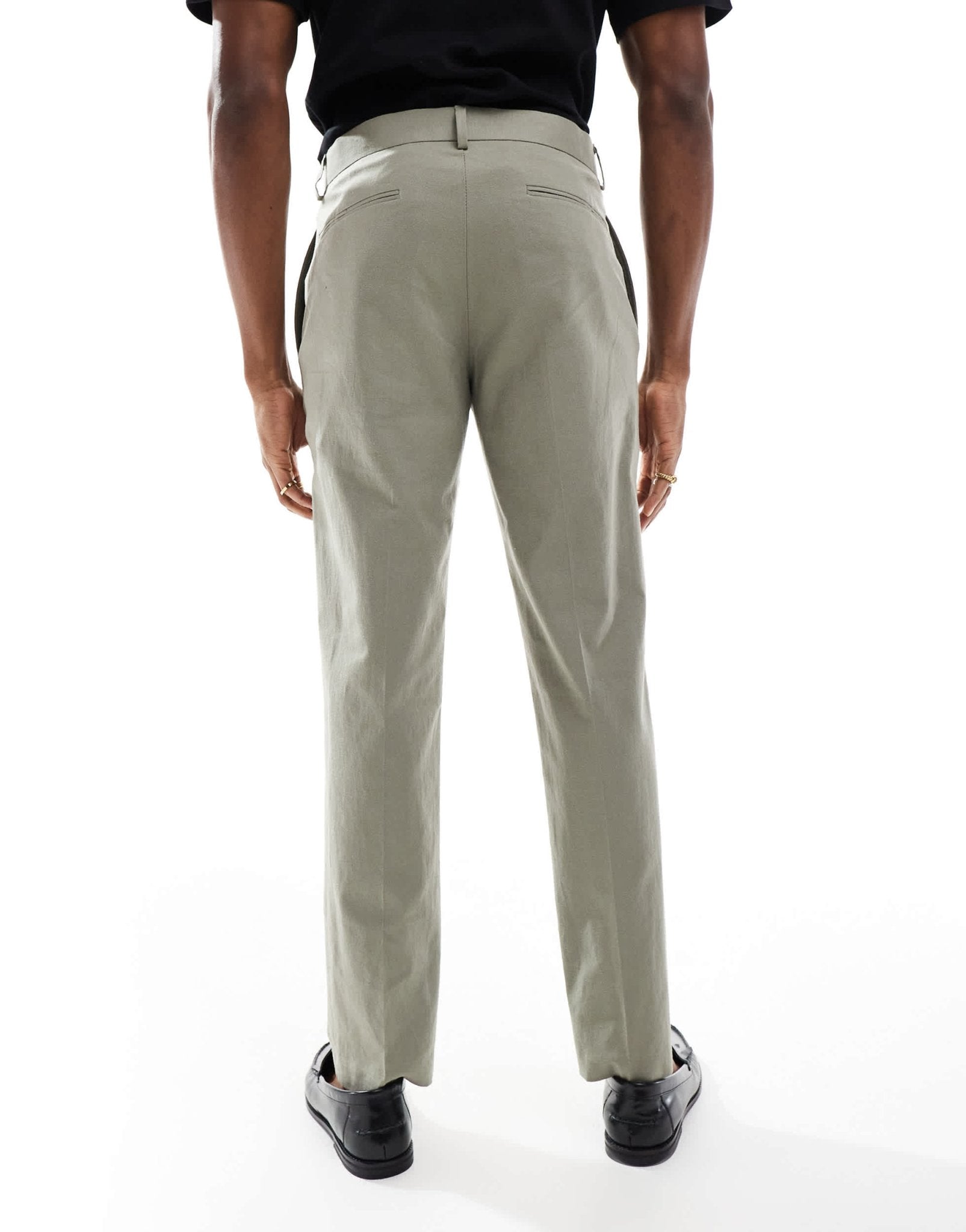 ASOS DESIGN linen blend slim suit trousers in khaki - ASOS Sample Sale