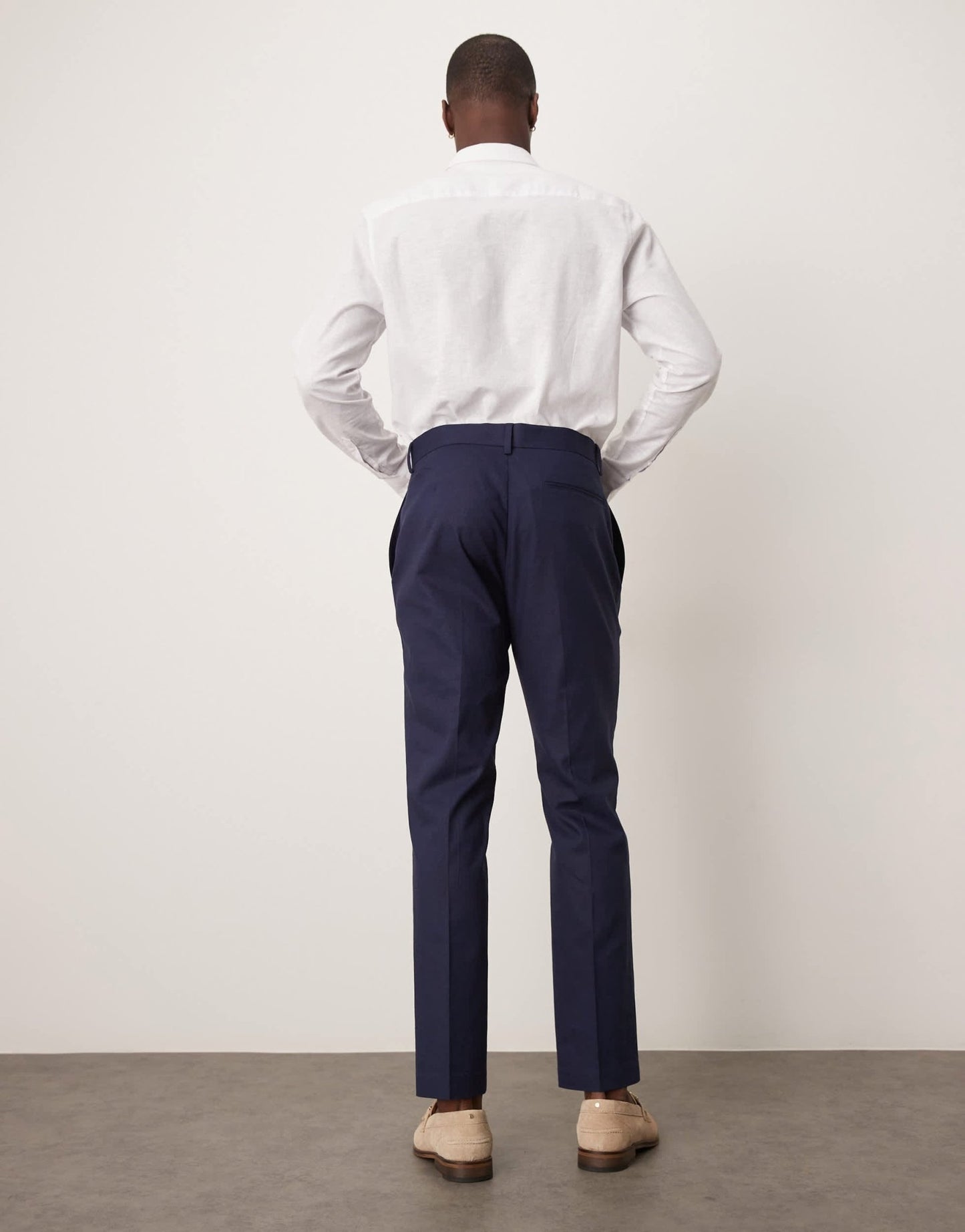 ASOS DESIGN linen blend slim suit trousers in navy - ASOS Sample Sale