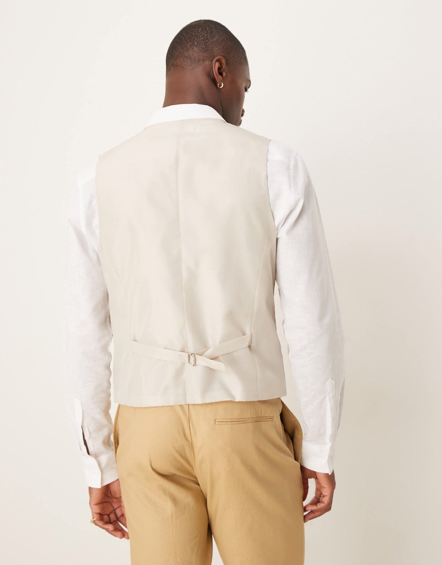 ASOS DESIGN linen blend slim suit waistcoat in beige - ASOS Sample Sale