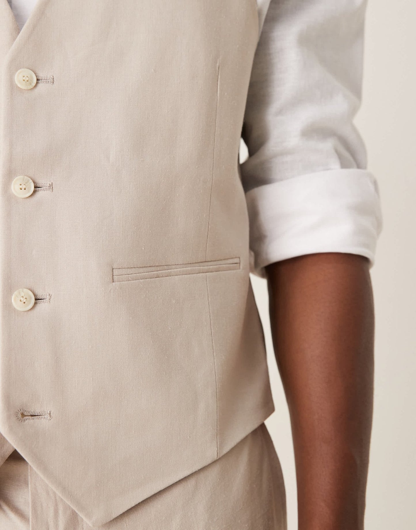ASOS DESIGN linen blend slim suit waistcoat in stone - ASOS Sample Sale