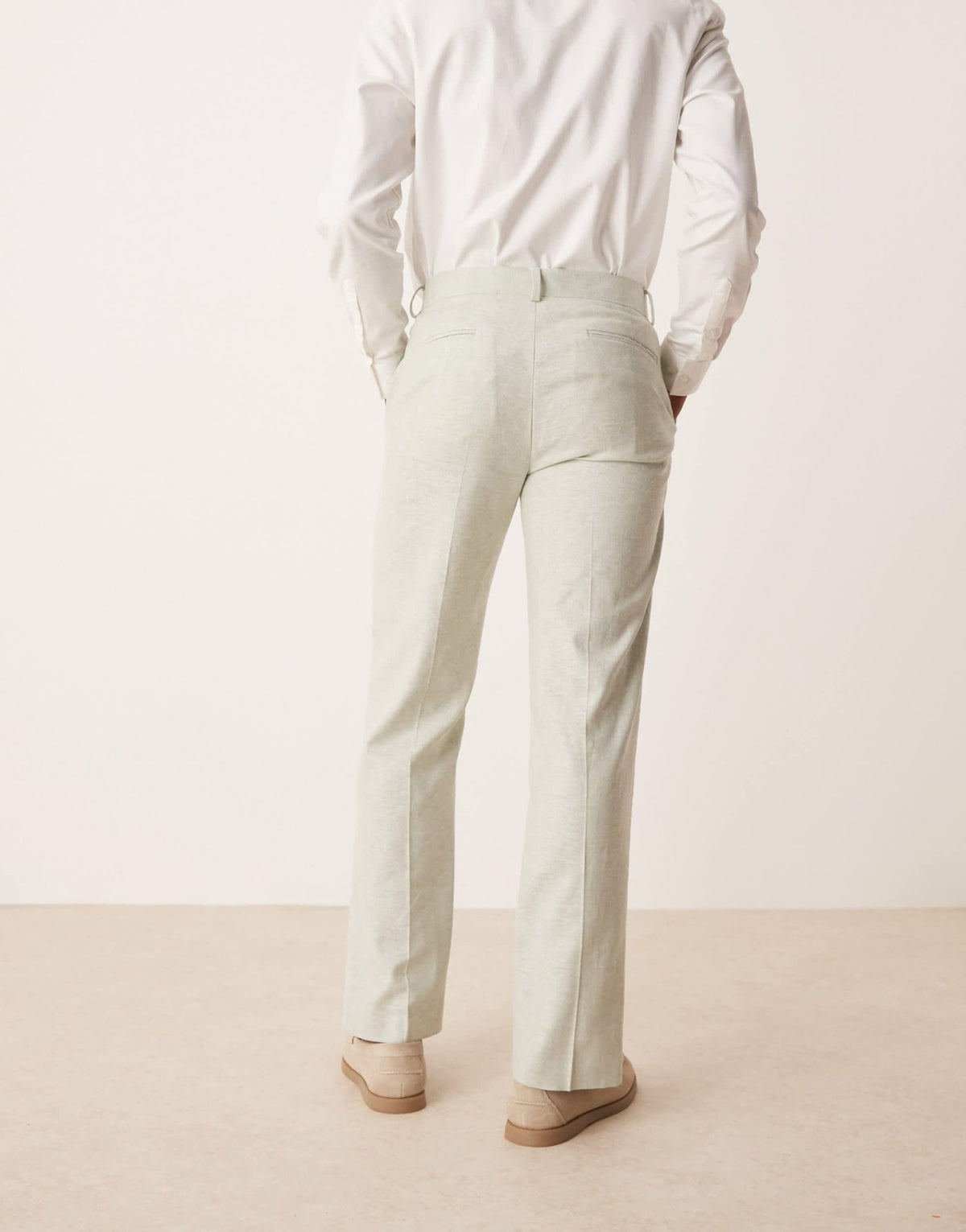 ASOS DESIGN linen blend straight leg suit trousers in mint green - ASOS Sample Sale