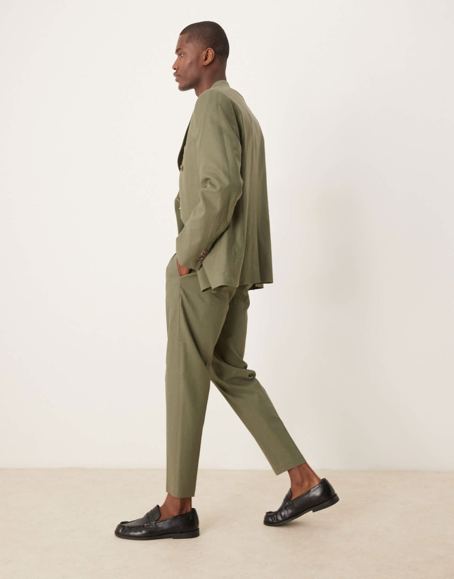 ASOS DESIGN linen blend tapered suit trousers in green - MGREEN - ASOS Sample Sale