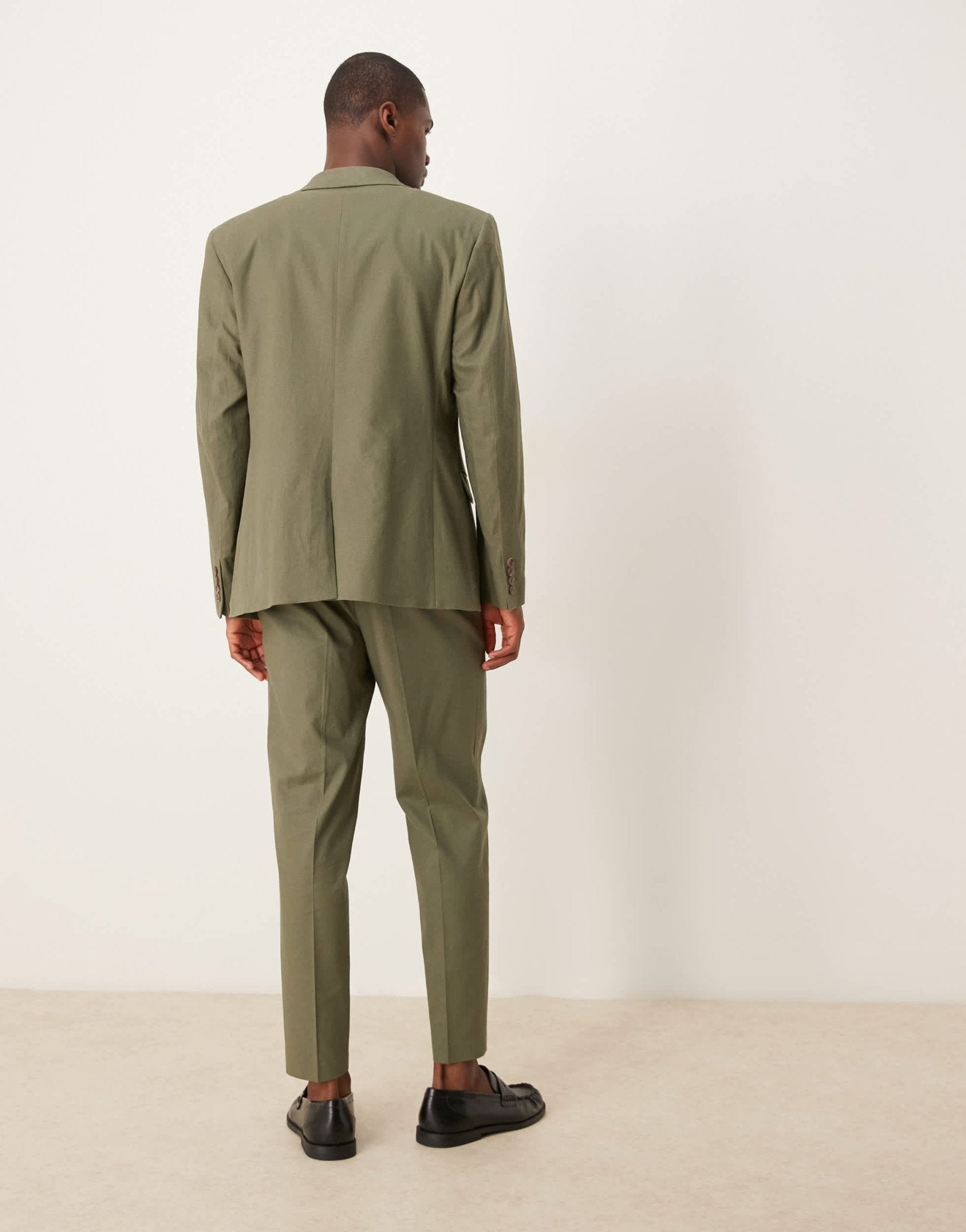 ASOS DESIGN linen blend tapered suit trousers in green - MGREEN - ASOS Sample Sale