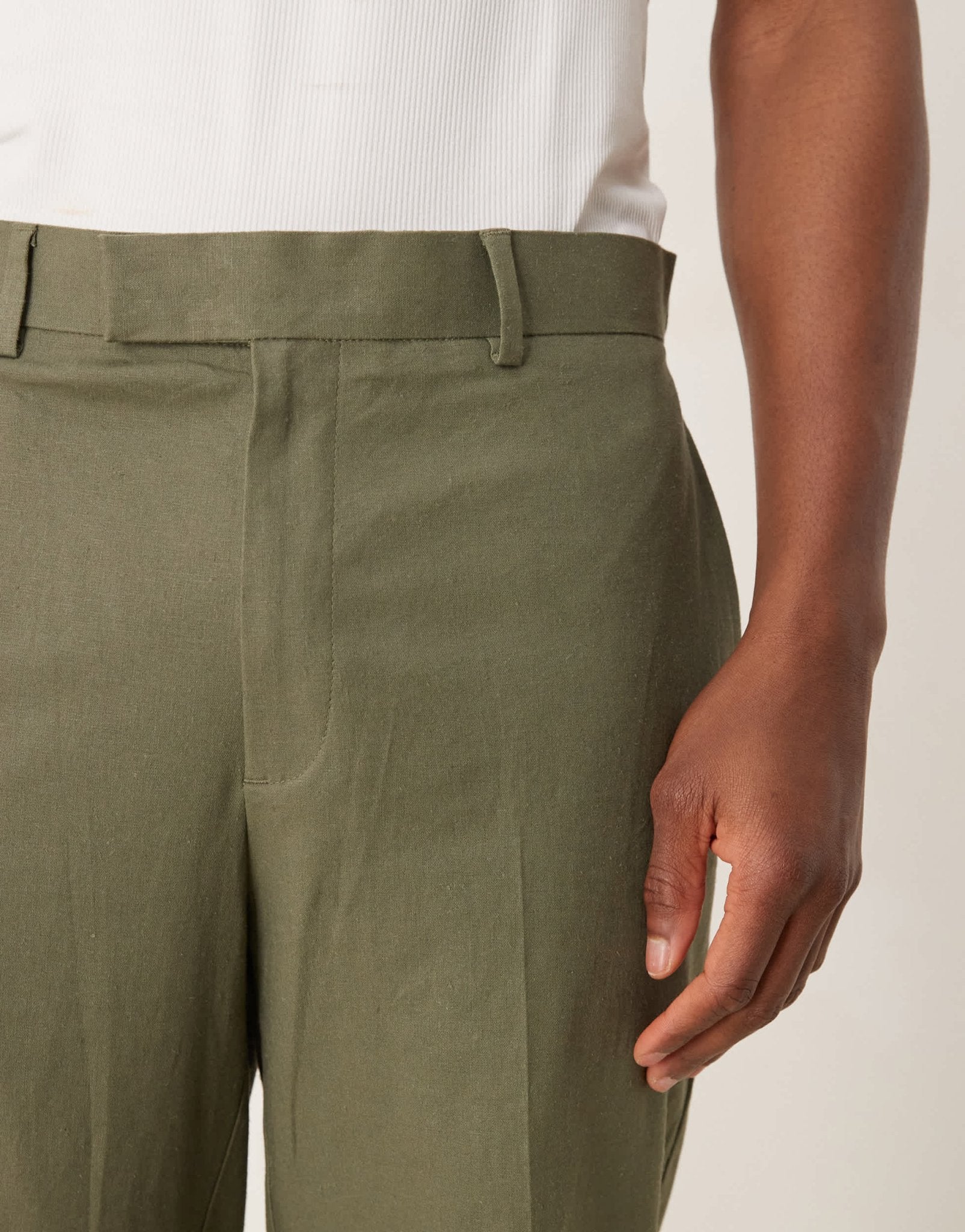 ASOS DESIGN linen blend tapered suit trousers in green - MGREEN - ASOS Sample Sale