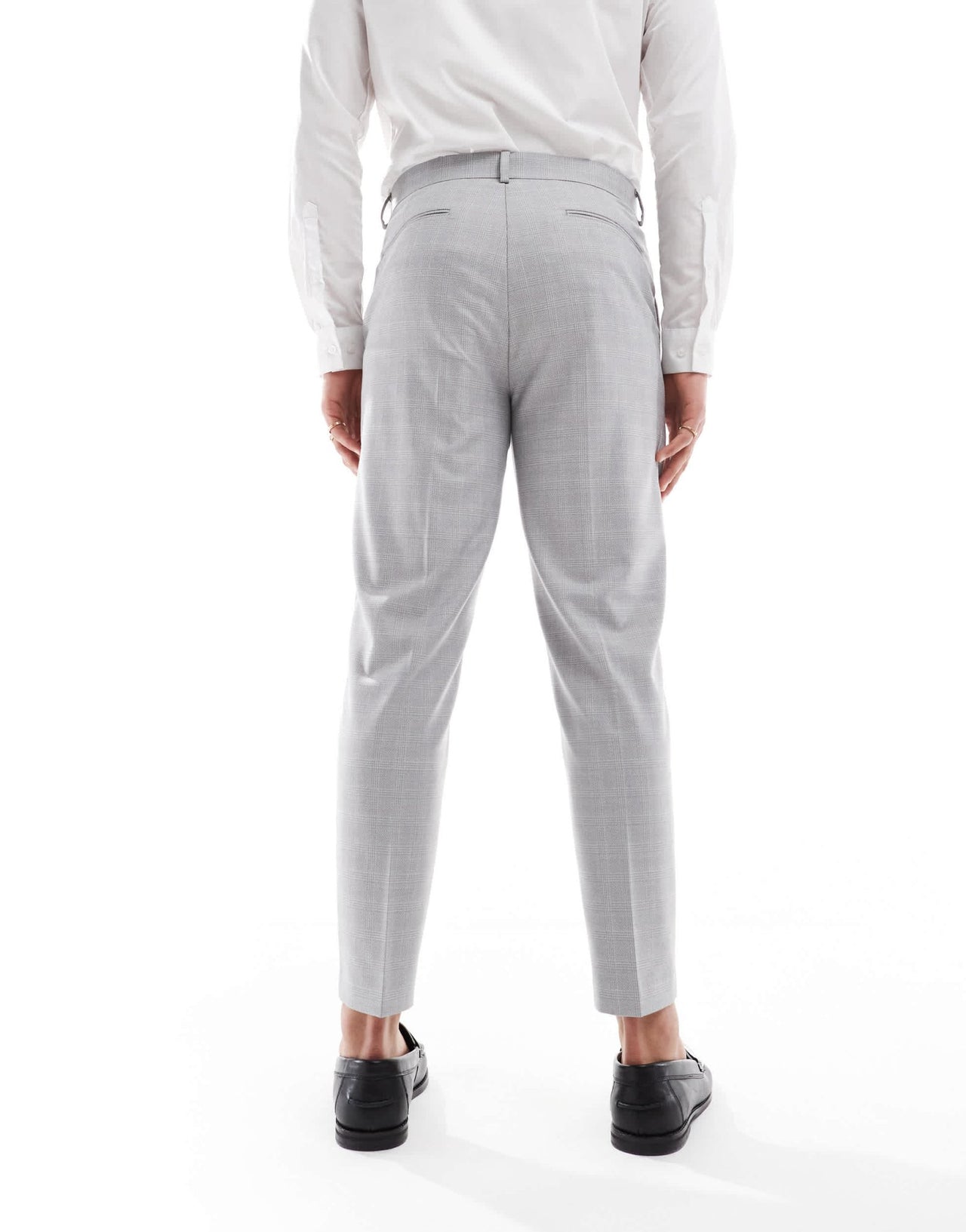 ASOS DESIGN linen blend tapered suit trousers in grey tonal check - ASOS Sample Sale