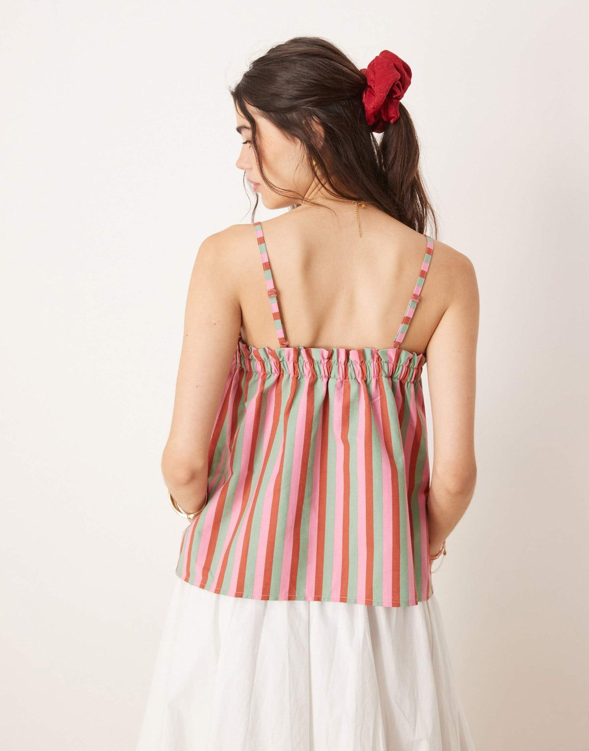ASOS DESIGN linen blend trapeze cami top in pink stripe - ASOS Sample Sale