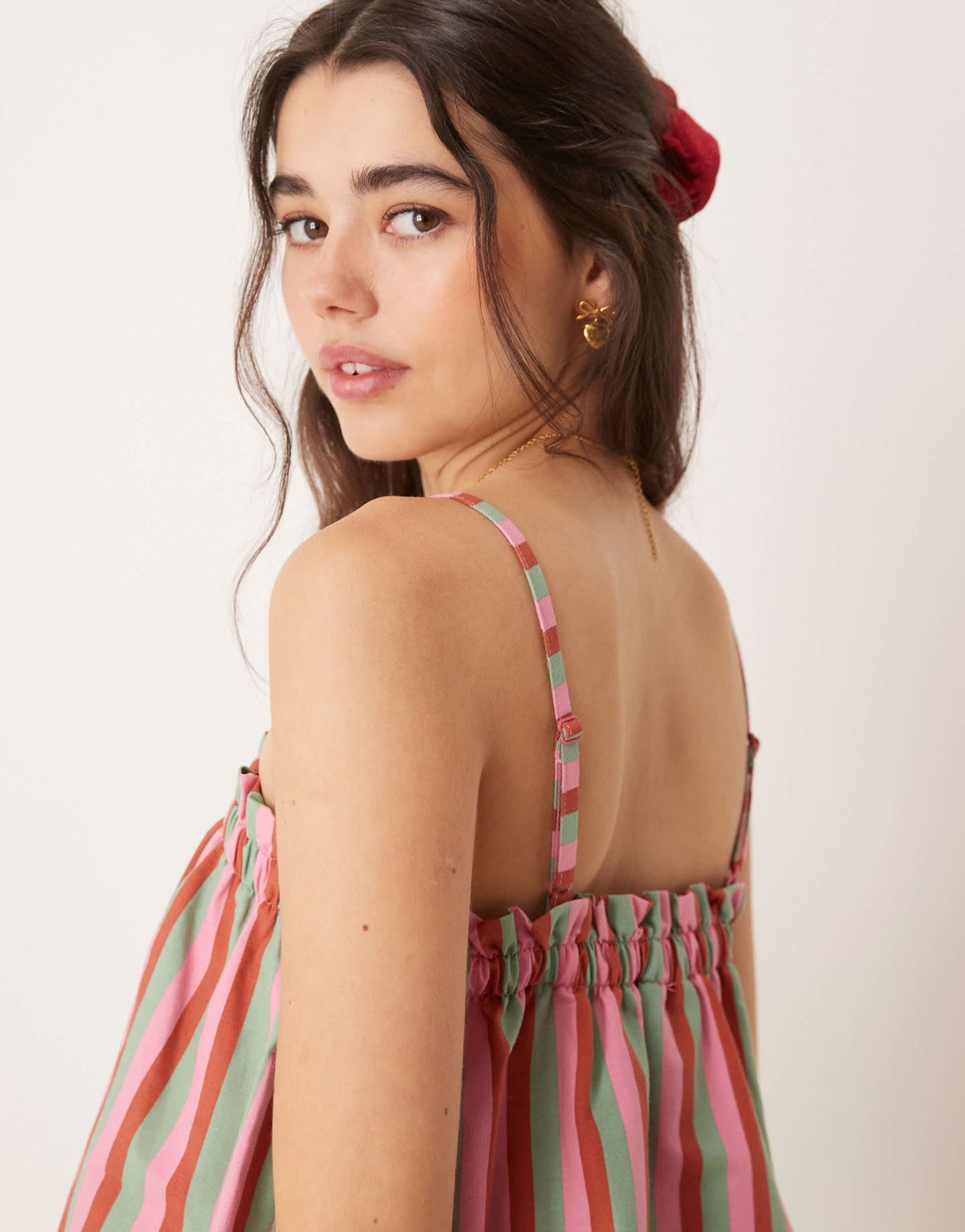 ASOS DESIGN linen blend trapeze cami top in pink stripe - ASOS Sample Sale