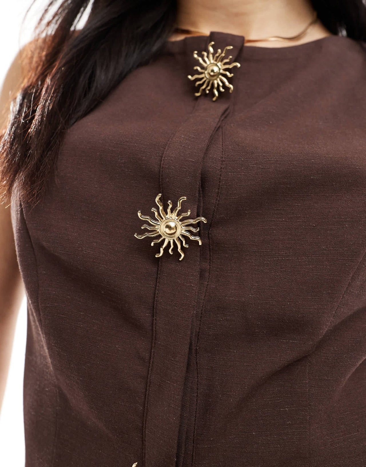 ASOS DESIGN linen blend trim detail waistcoat in chocolate - ASOS Sample Sale
