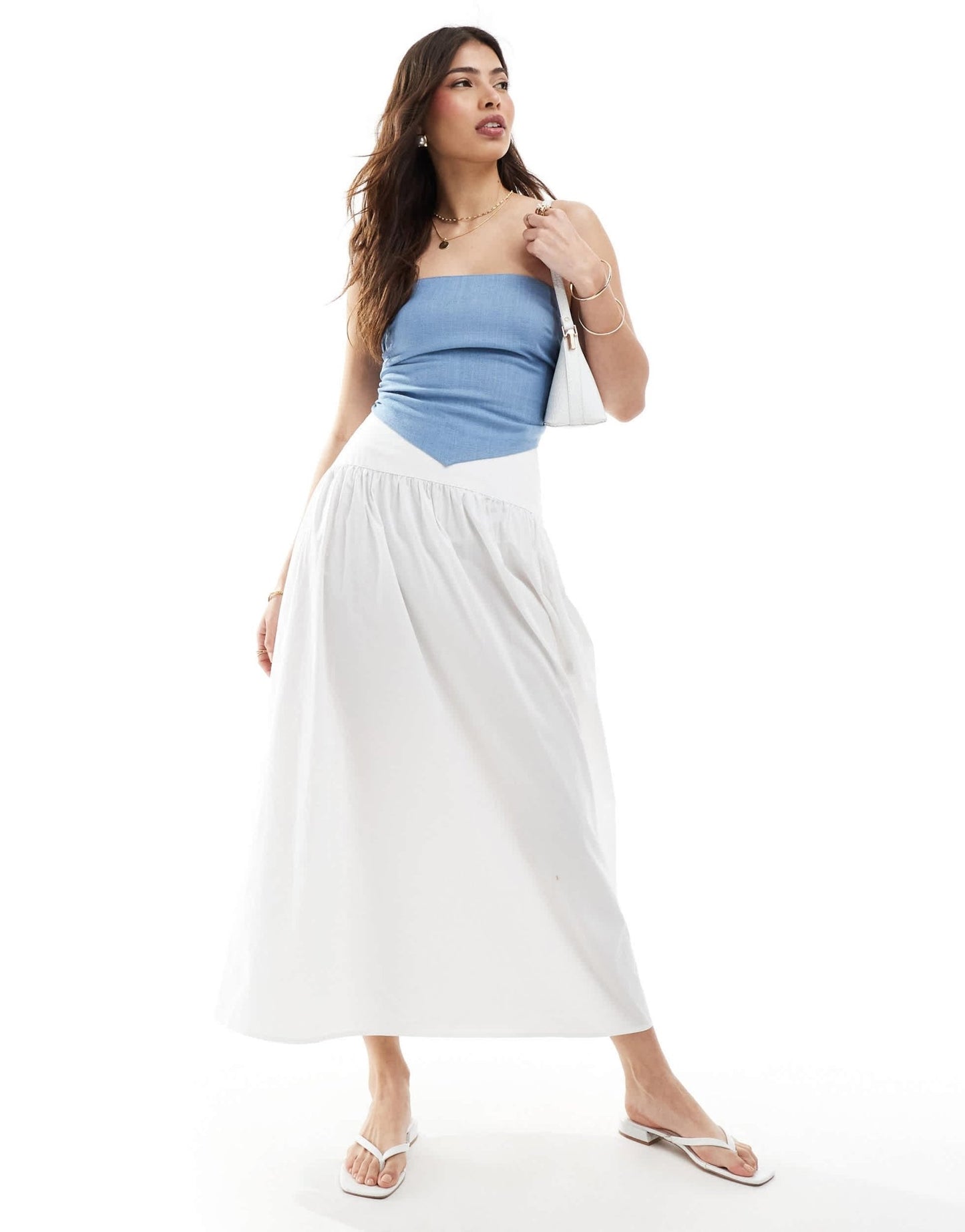ASOS DESIGN linen look bandeau scarf top in washed blue - ASOS Sample Sale