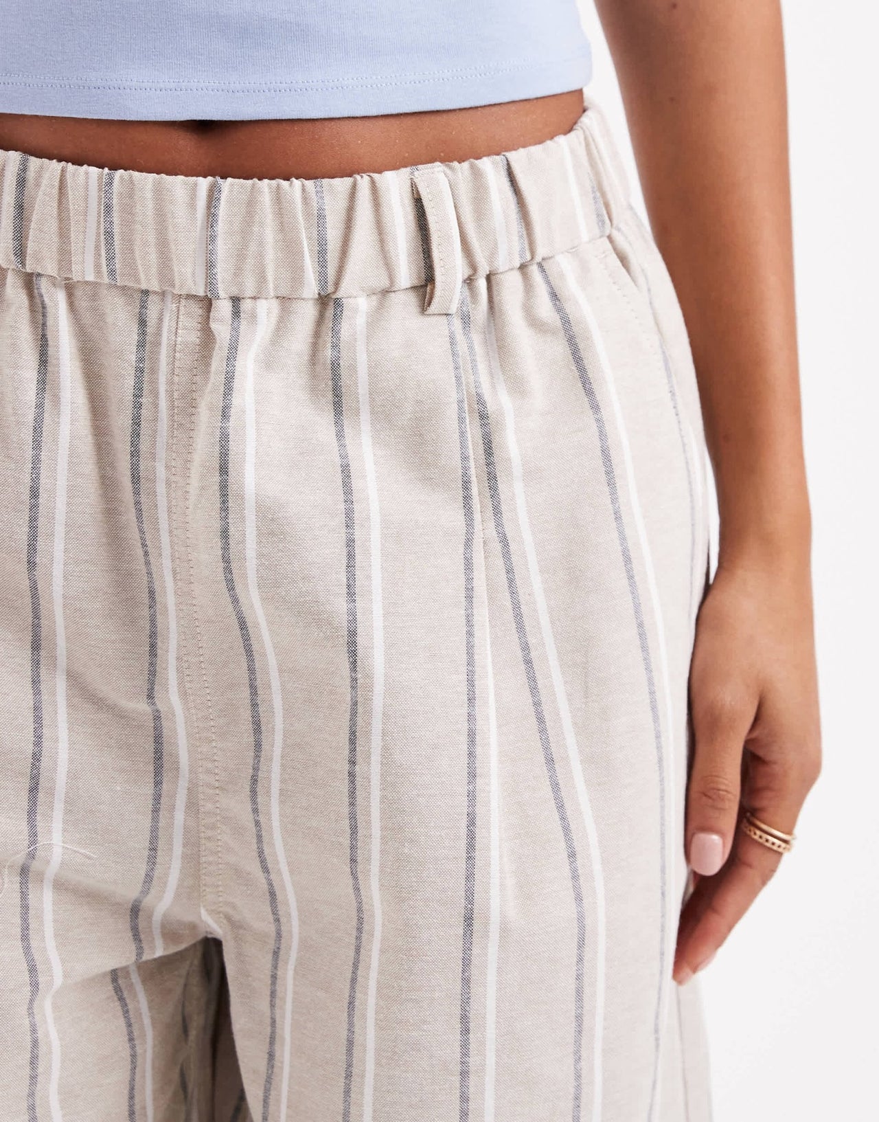 ASOS DESIGN linen look barrel trousers in neutral stripe - ASOS Sample Sale