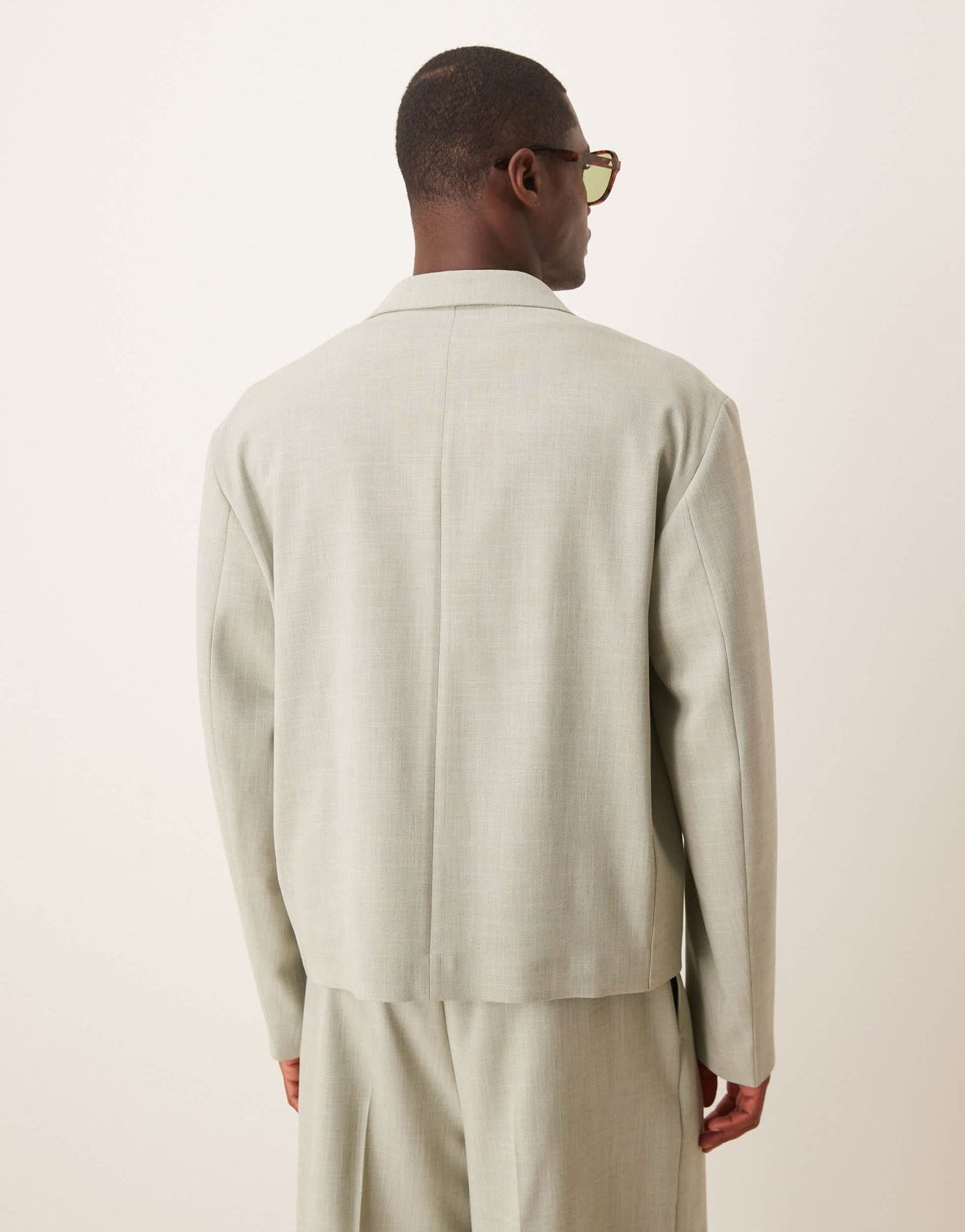 ASOS DESIGN linen look boxy suit jacket in sage green - ASOS Sample Sale