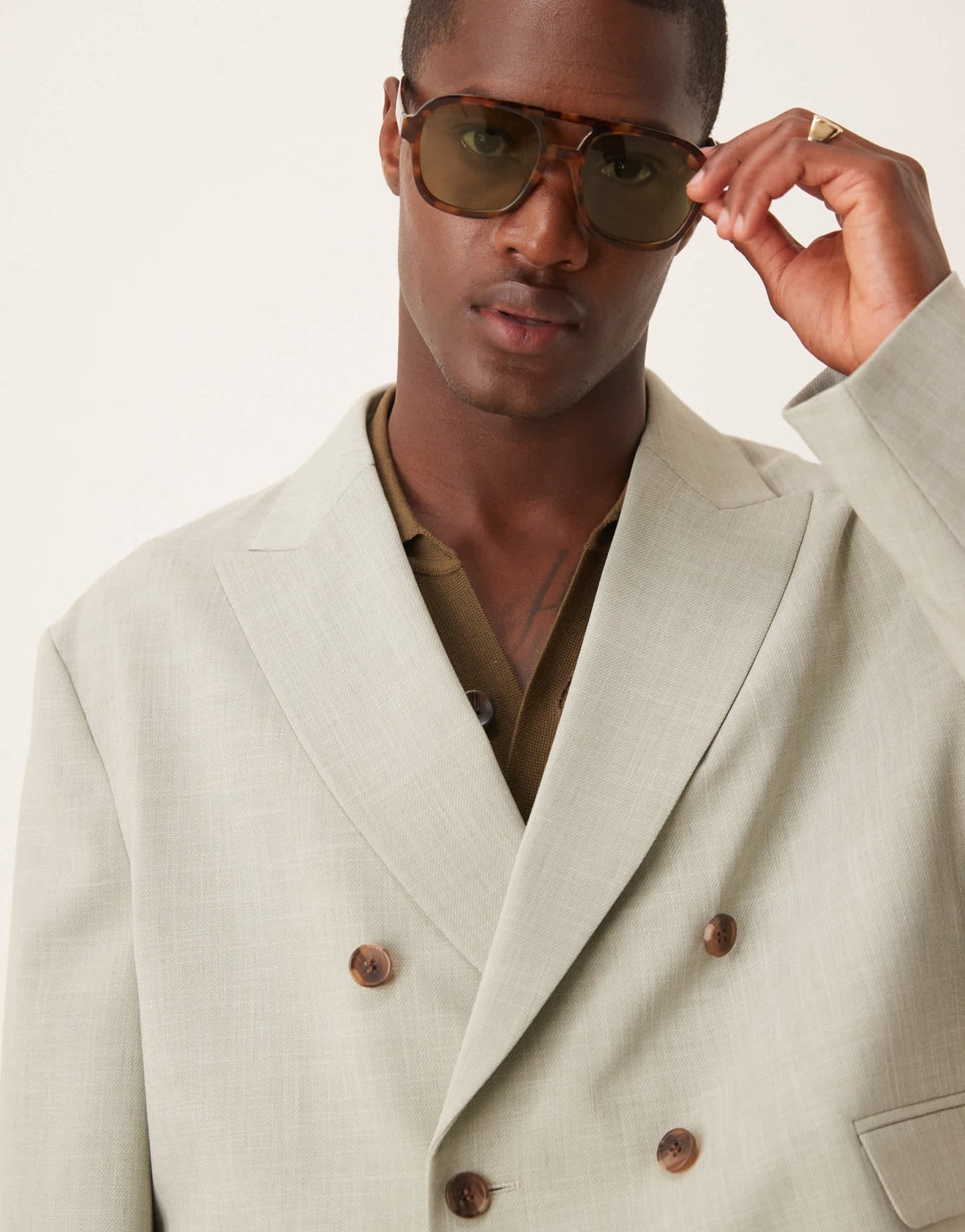 ASOS DESIGN linen look boxy suit jacket in sage green - ASOS Sample Sale