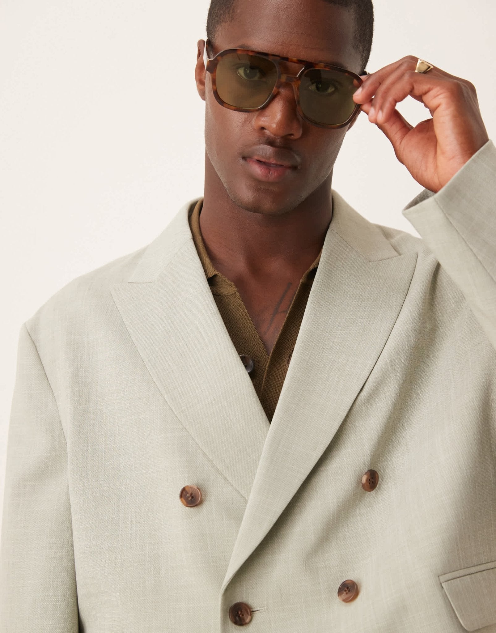 ASOS DESIGN linen look boxy suit jacket in sage green - ASOS Sample Sale