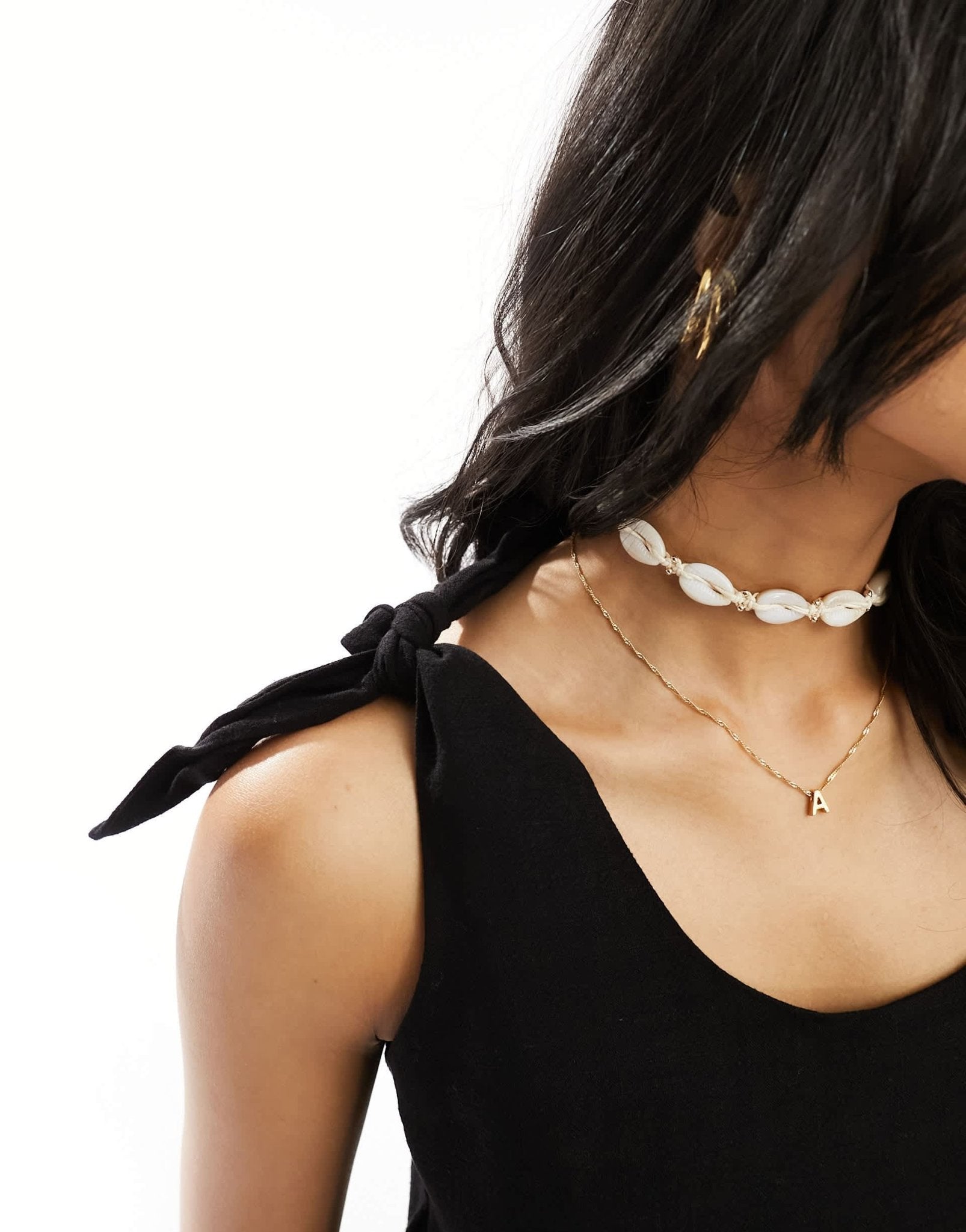 ASOS DESIGN linen look cami with tie straps in black - ASOS Sample Sale