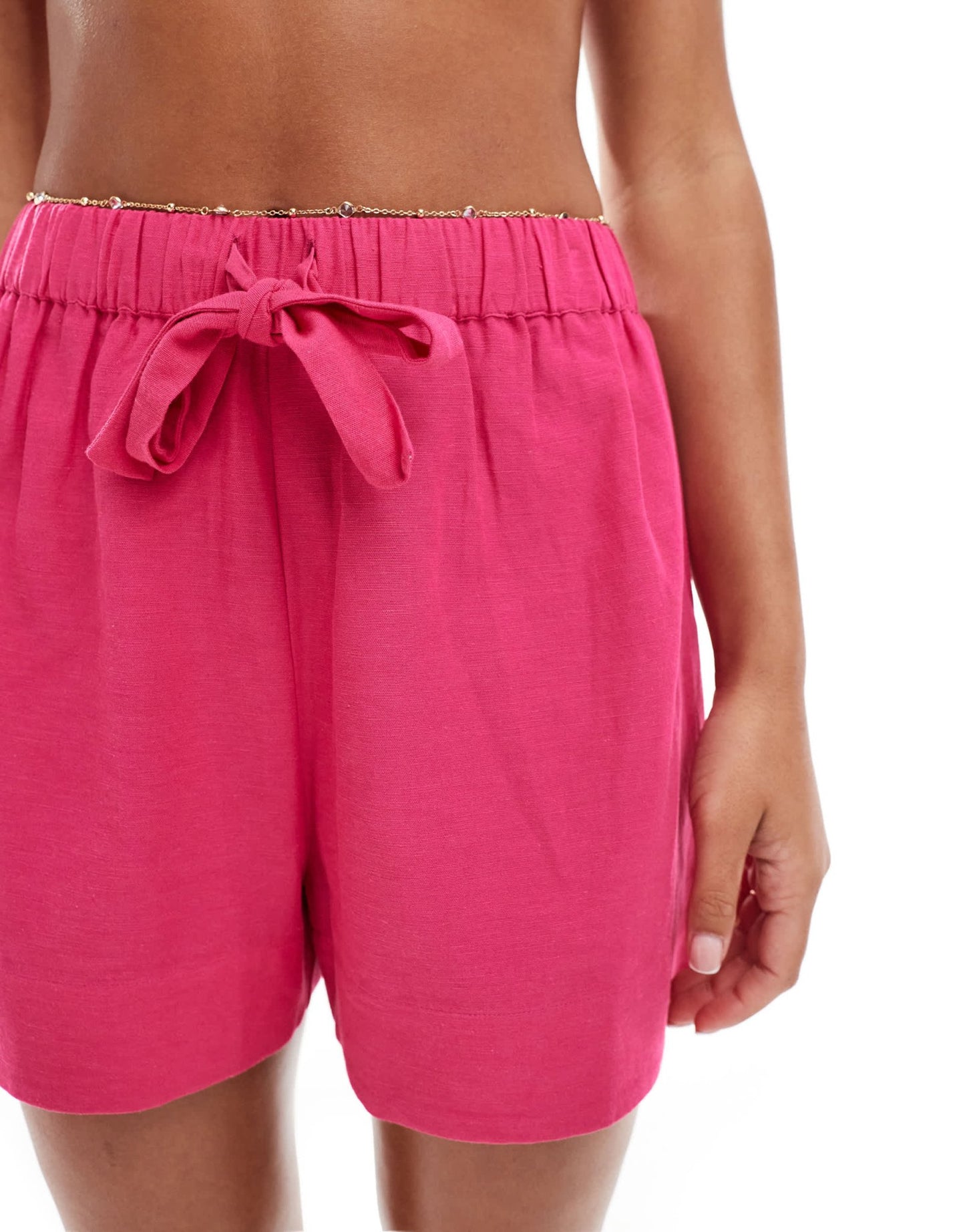 ASOS DESIGN linen look co - ord beach short in pink - ASOS Sample Sale