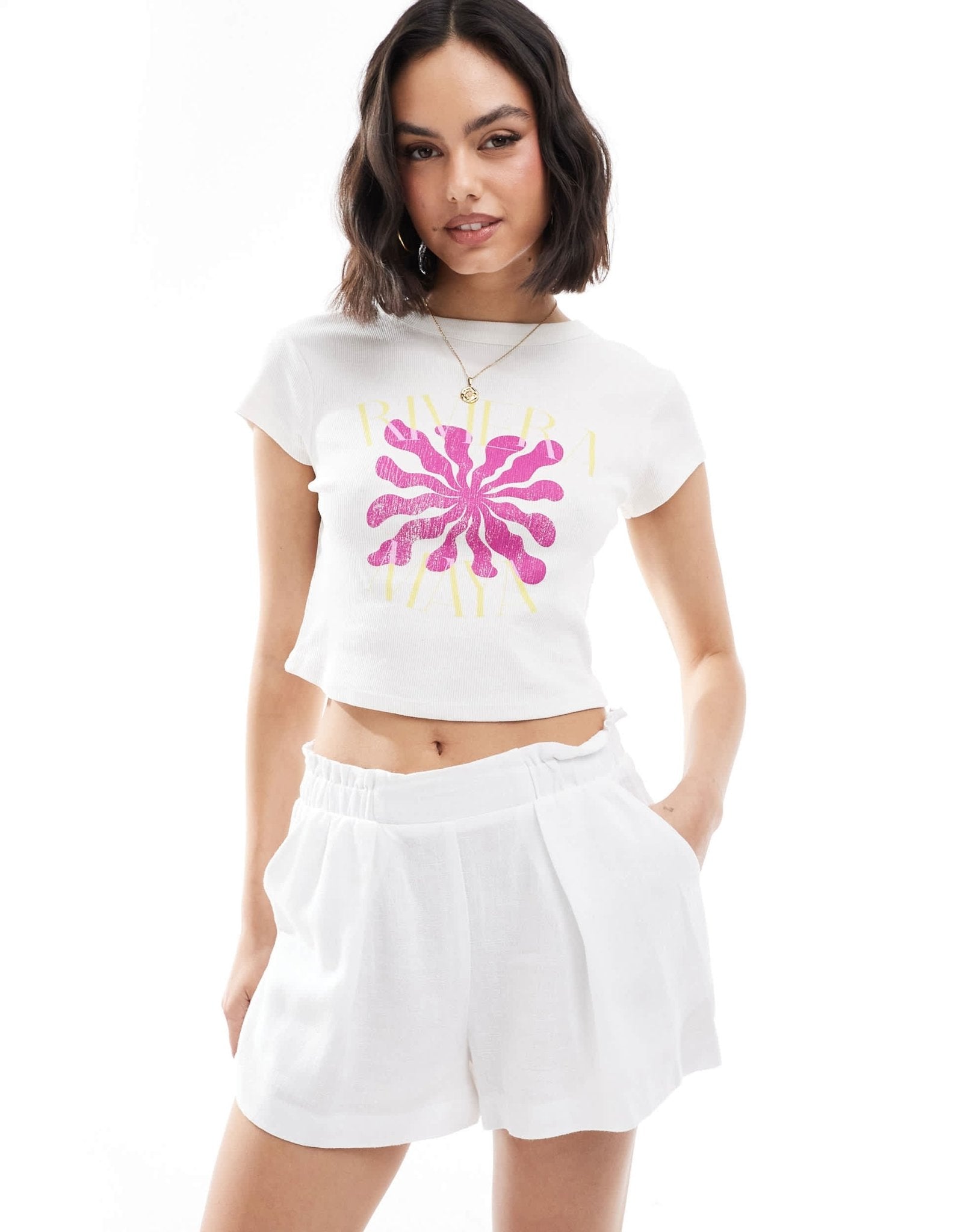 ASOS DESIGN linen look co-ord shorts in white - ASOS Sample Sale