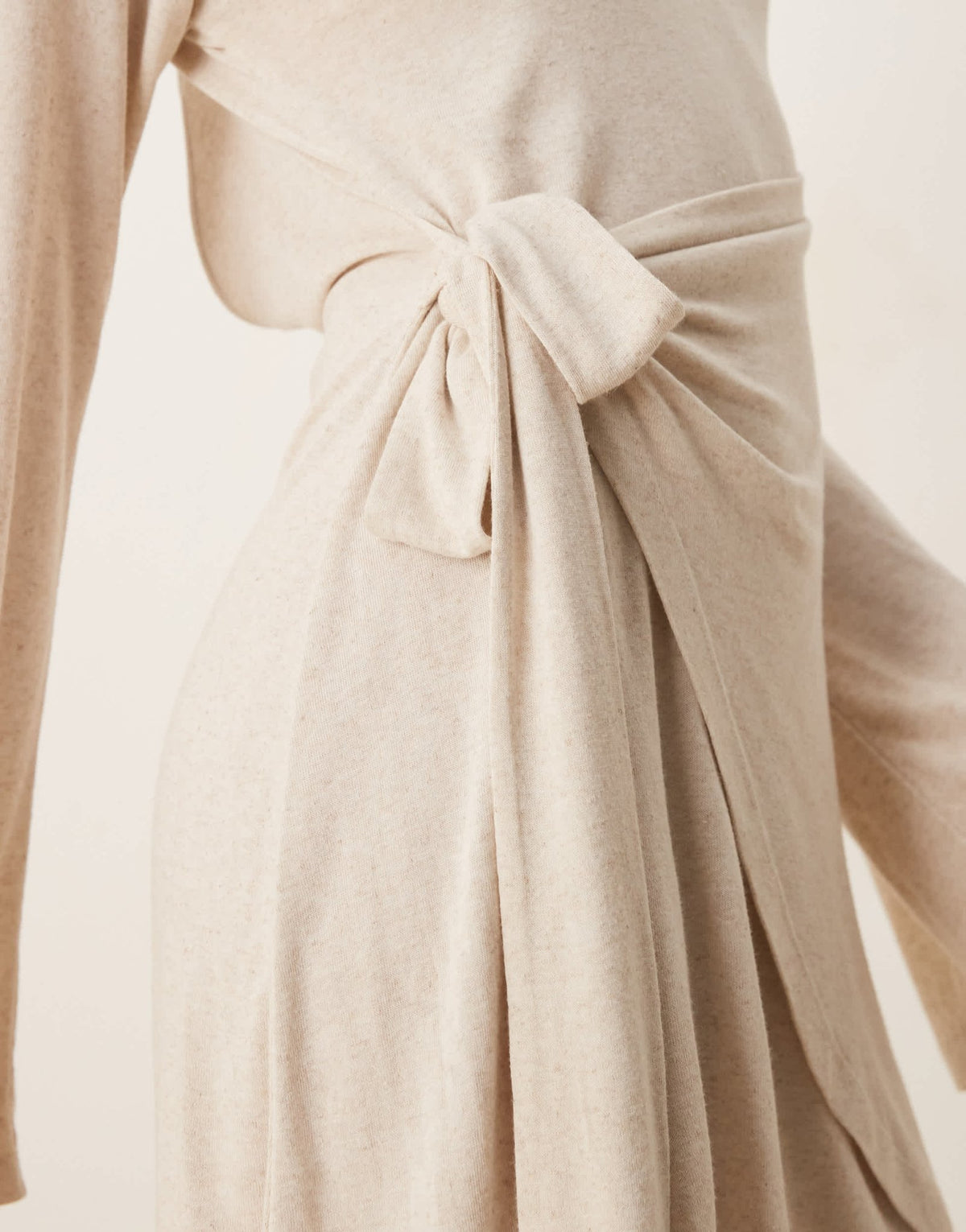 ASOS DESIGN linen look long sleeve wrap detail mini dress in ivory - ASOS Sample Sale