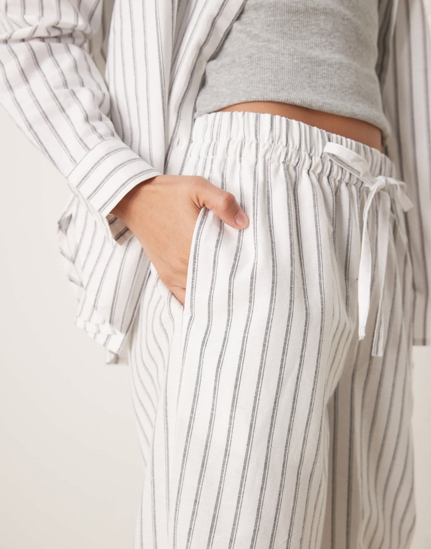ASOS DESIGN linen look pull on trousers co-ord in black stripe - ASOS Sample Sale