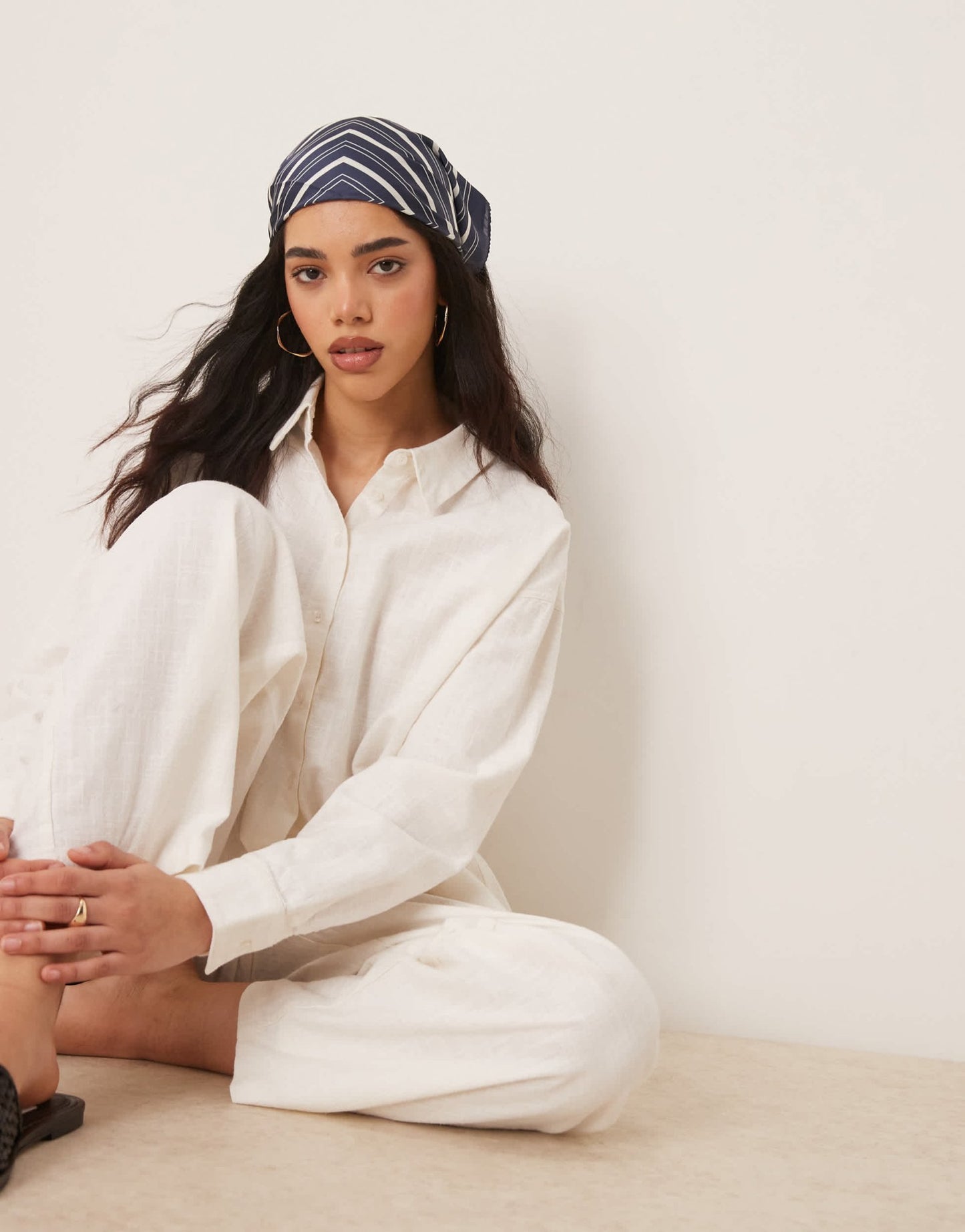ASOS DESIGN linen look pull on trousers co-ord in off white - ASOS Sample Sale