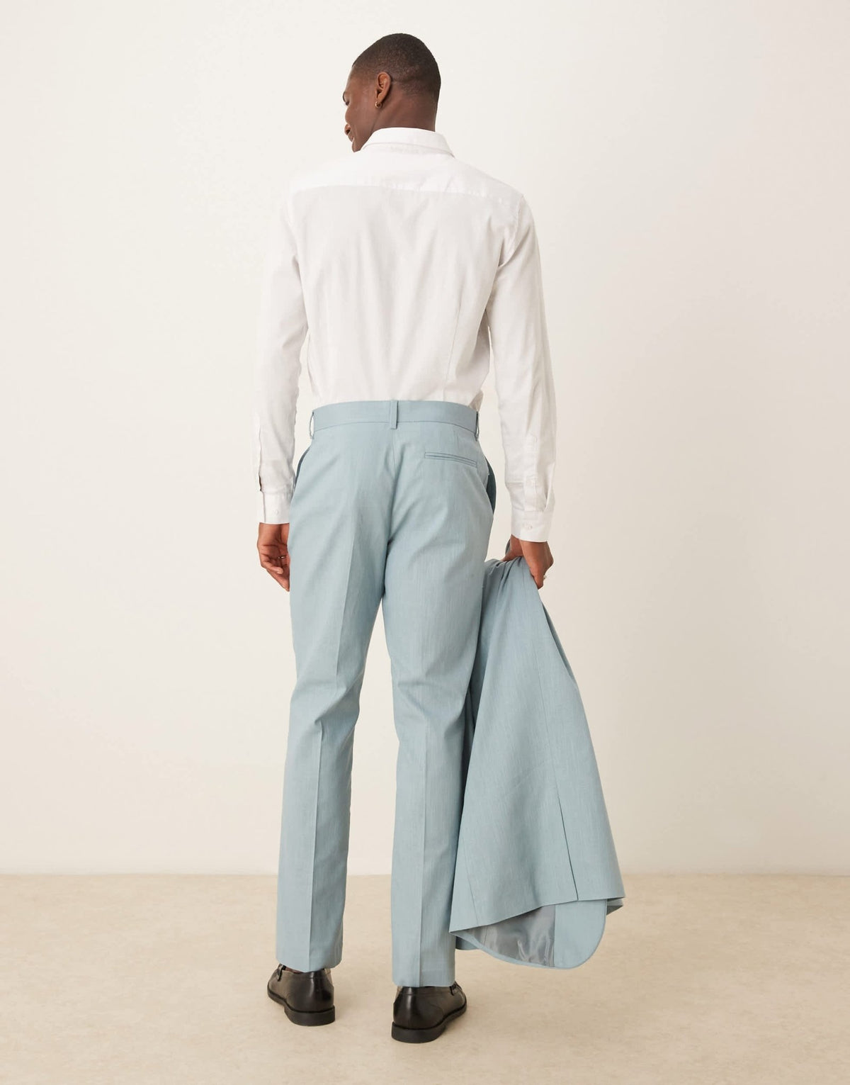 ASOS DESIGN linen look slim suit trousers with front pleat in light blue - ASOS Sample Sale