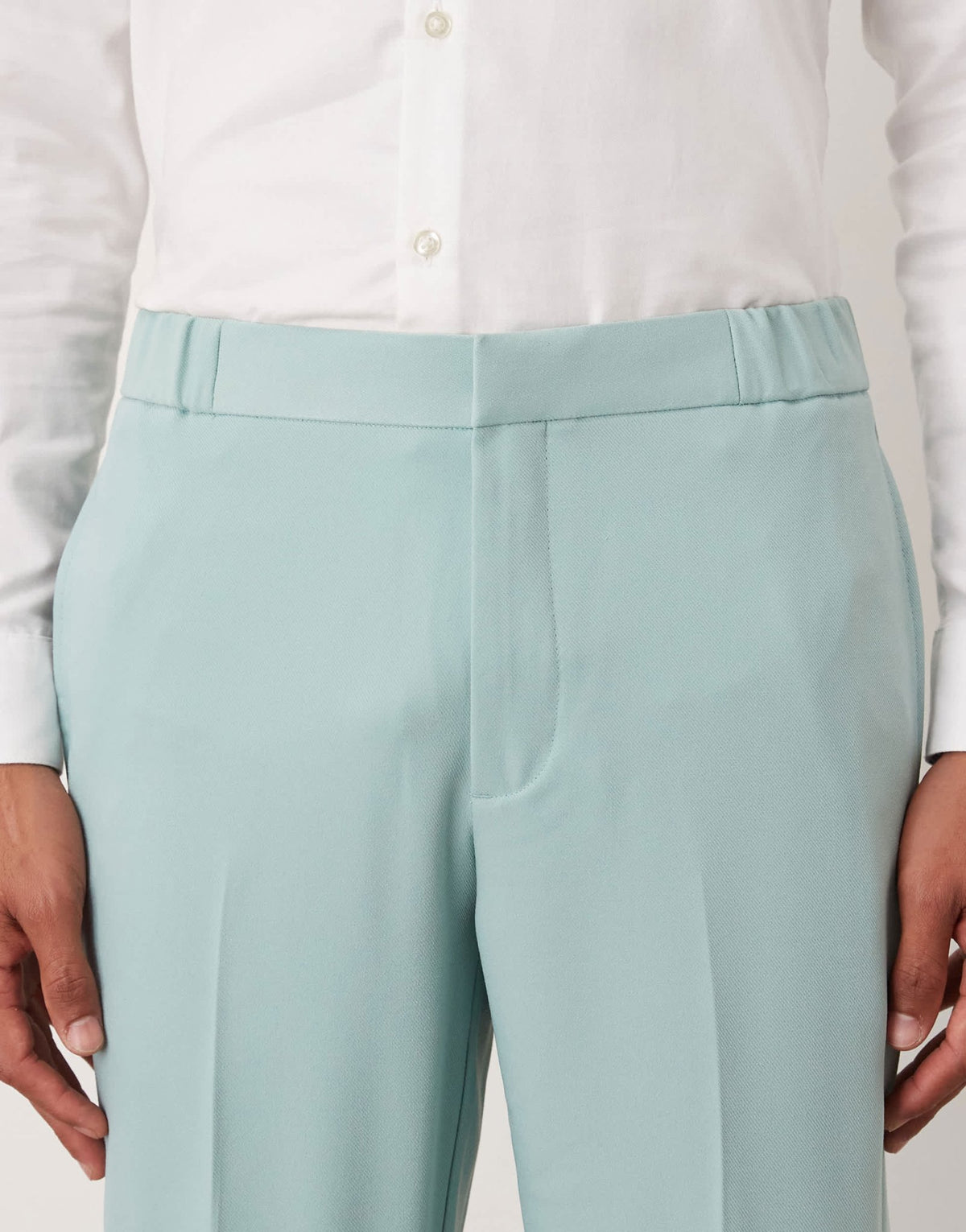 ASOS DESIGN linen look straight leg trousers in blue twill - ASOS Sample Sale