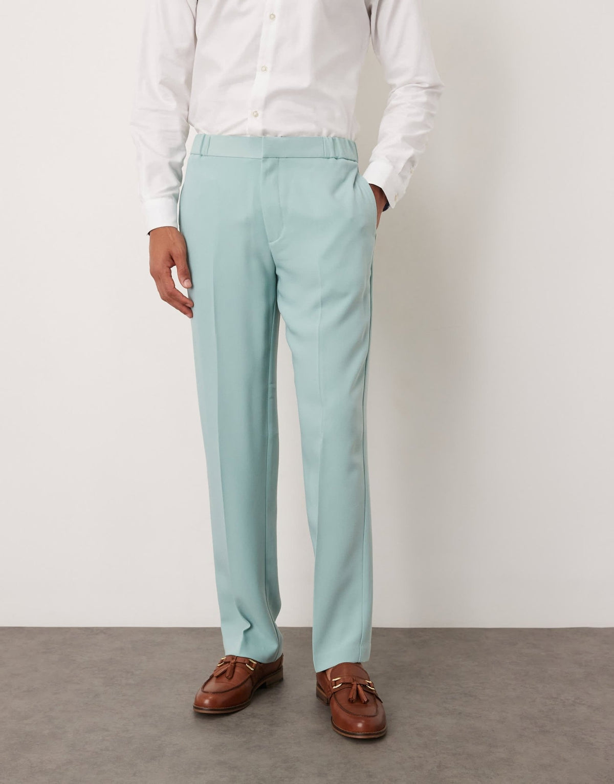 ASOS DESIGN linen look straight leg trousers in blue twill - ASOS Sample Sale