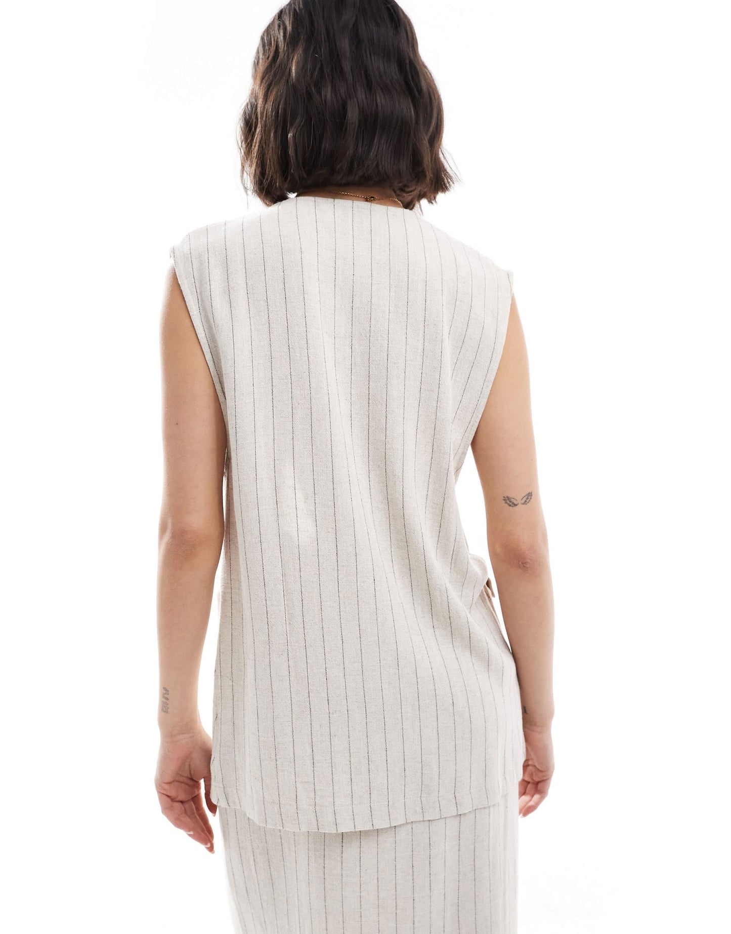ASOS DESIGN linen look stripe longline co-ord waistcoat - ASOS Sample Sale