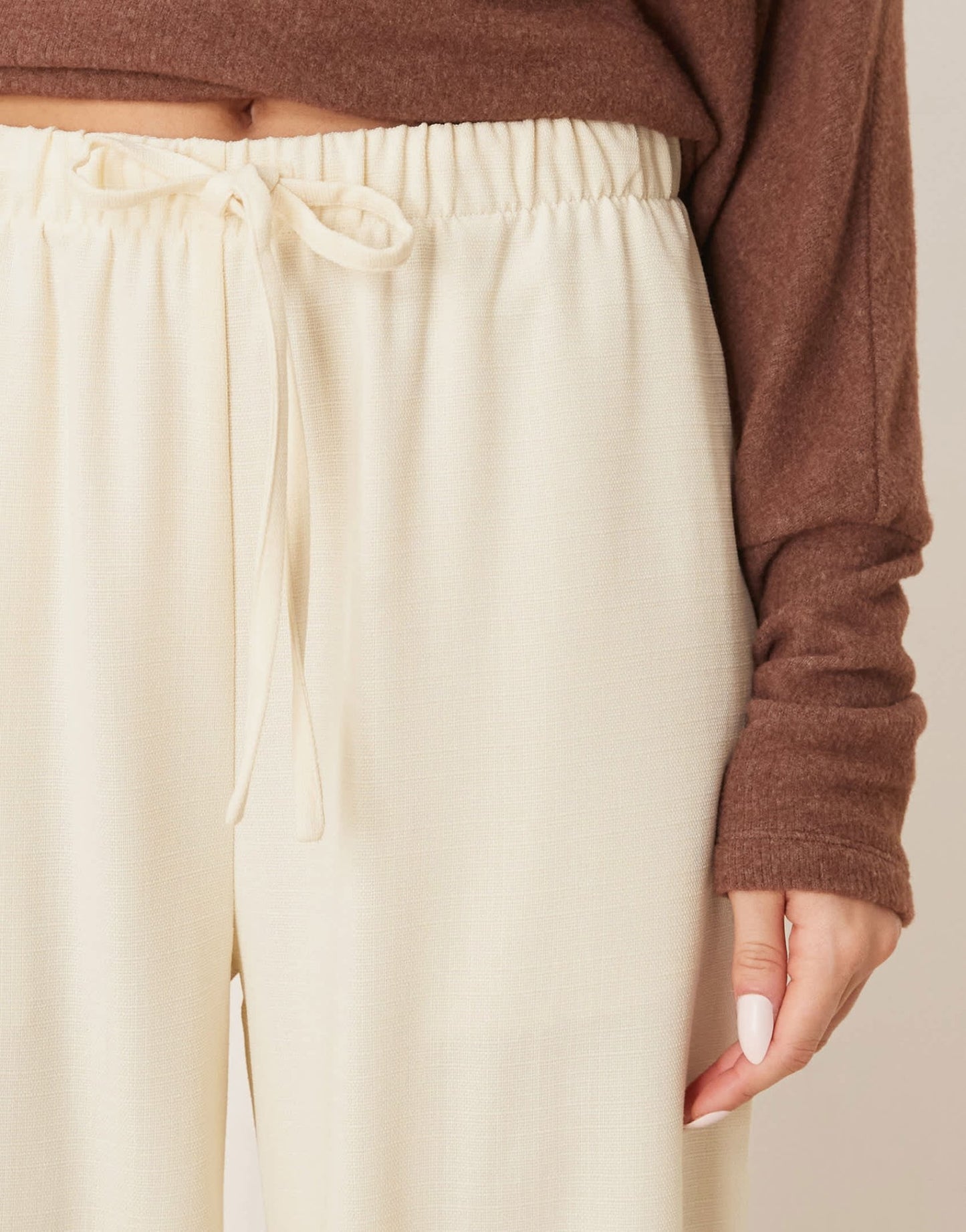 ASOS DESIGN linen look tailored tie waist pull on trousers in buttermilk - ASOS Sample Sale