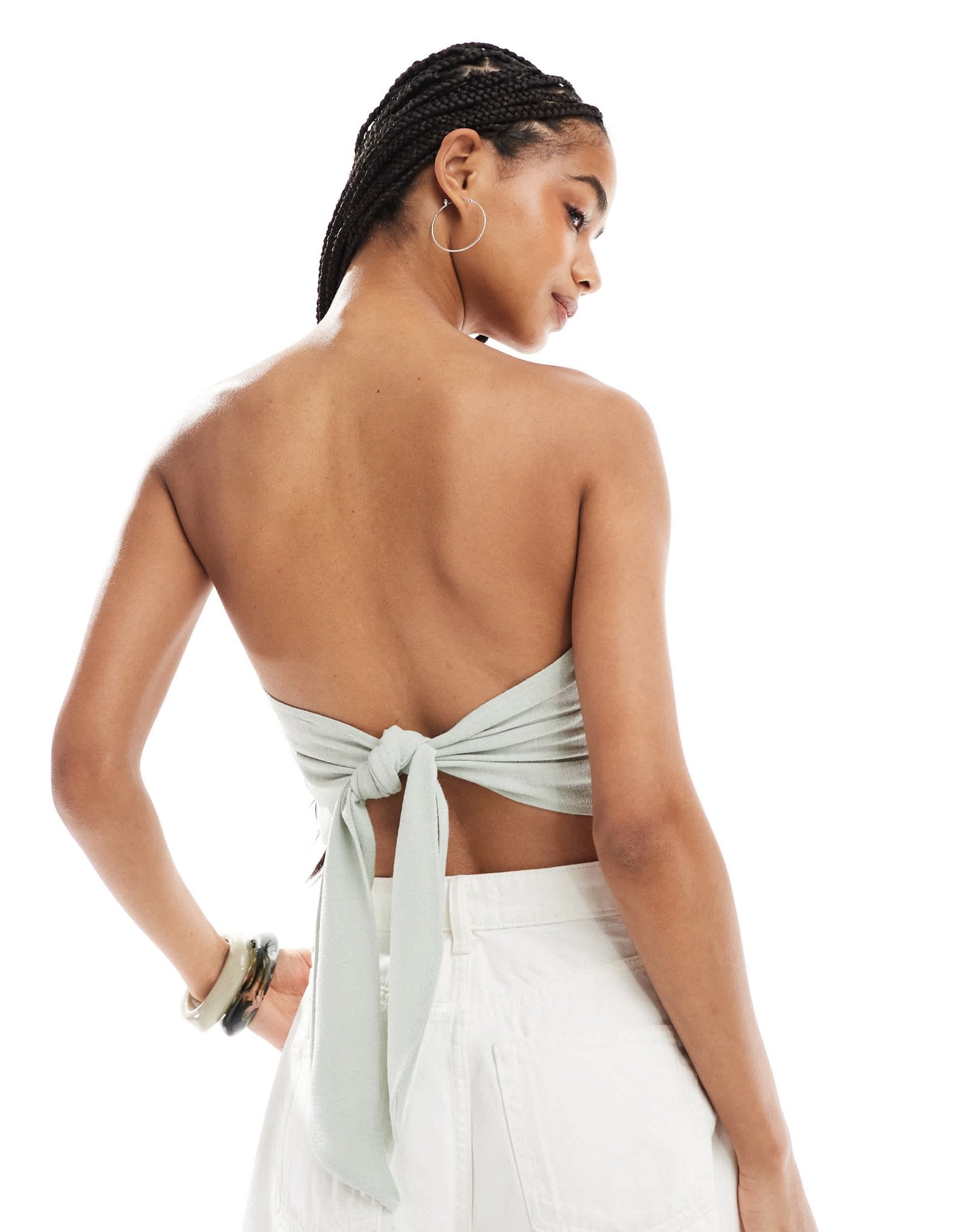 ASOS DESIGN linen look tie back bandeau top - ASOS Sample Sale