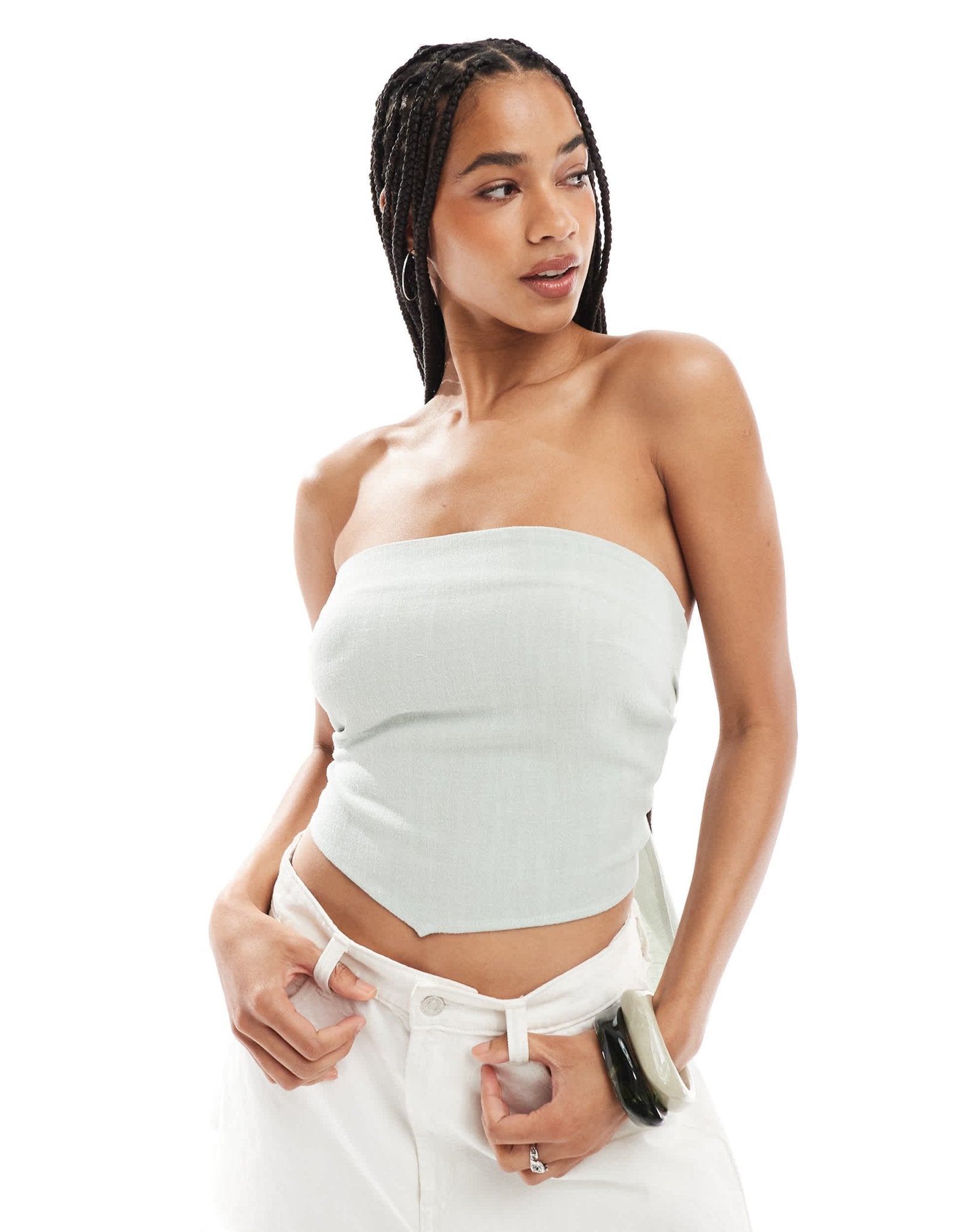 ASOS DESIGN linen look tie back bandeau top - ASOS Sample Sale