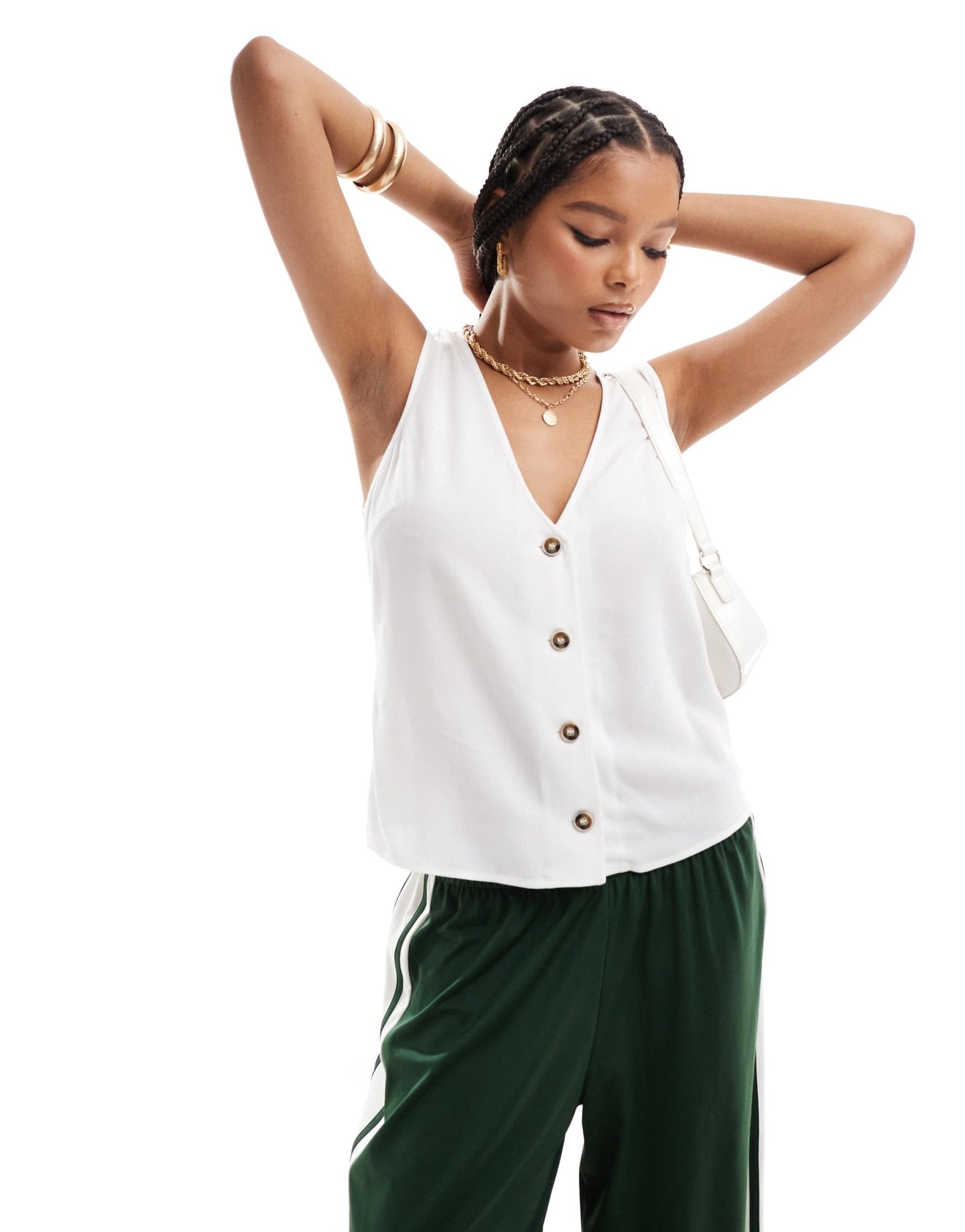 ASOS DESIGN linen look waistcoat in white - ASOS Sample Sale